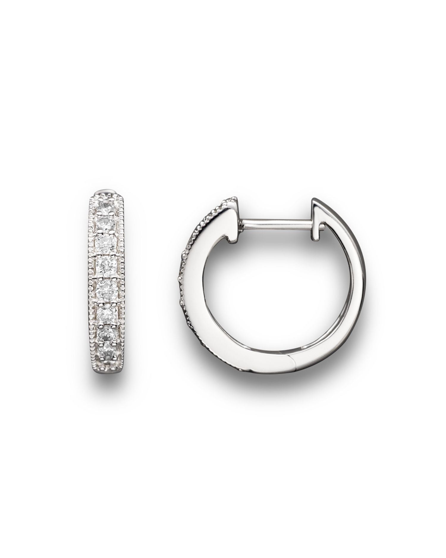 Diamond Bezel Set Huggie Hoop Earrings in 14K White Gold, .30 ct. t.w. - Exclusive