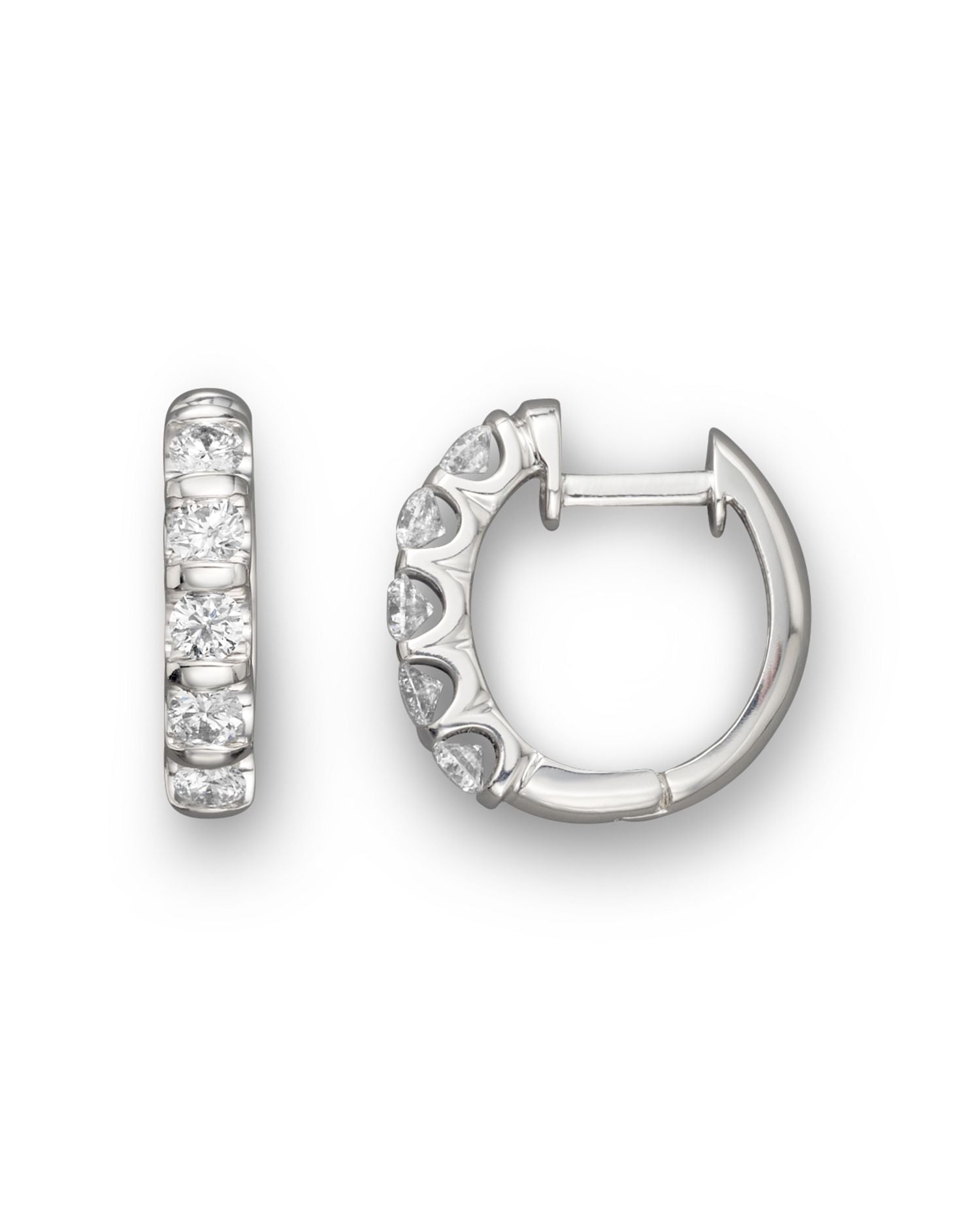 Diamond Bar Band Hoop Earrings in 14K White Gold, 1.0 ct. t.w. - Exclusive