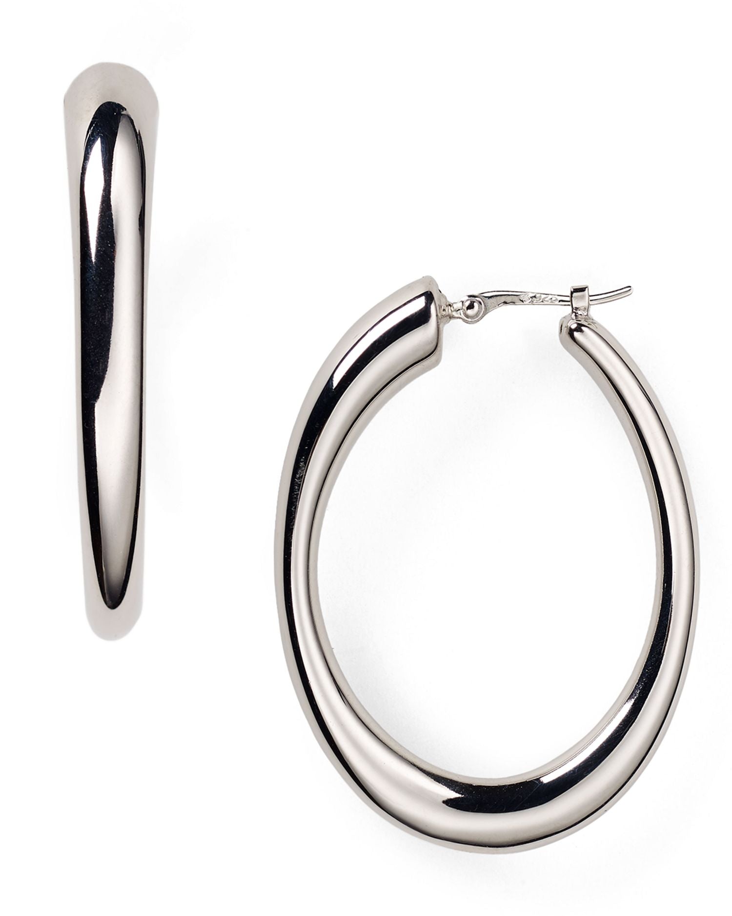 Sterling Silver Oval Hoop Earrings - Exclusive