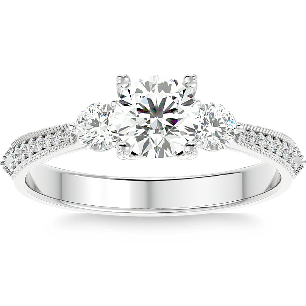 1 1/10Ct Diamond & Moissanite Accent Engagement Ring in 10k Gold