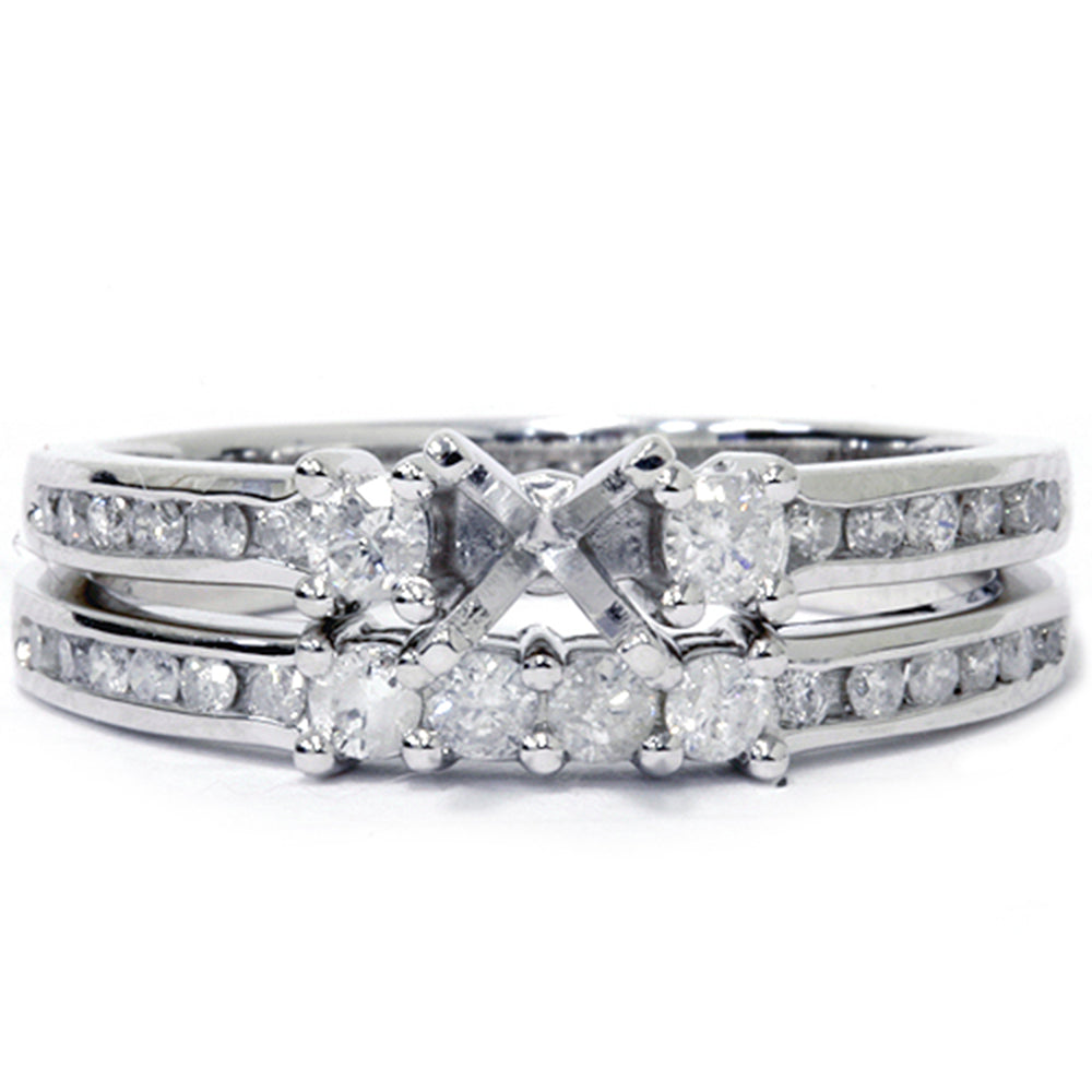 1/2 CT Diamond Engagement Wedding Ring Semi Mount 14K White Gold