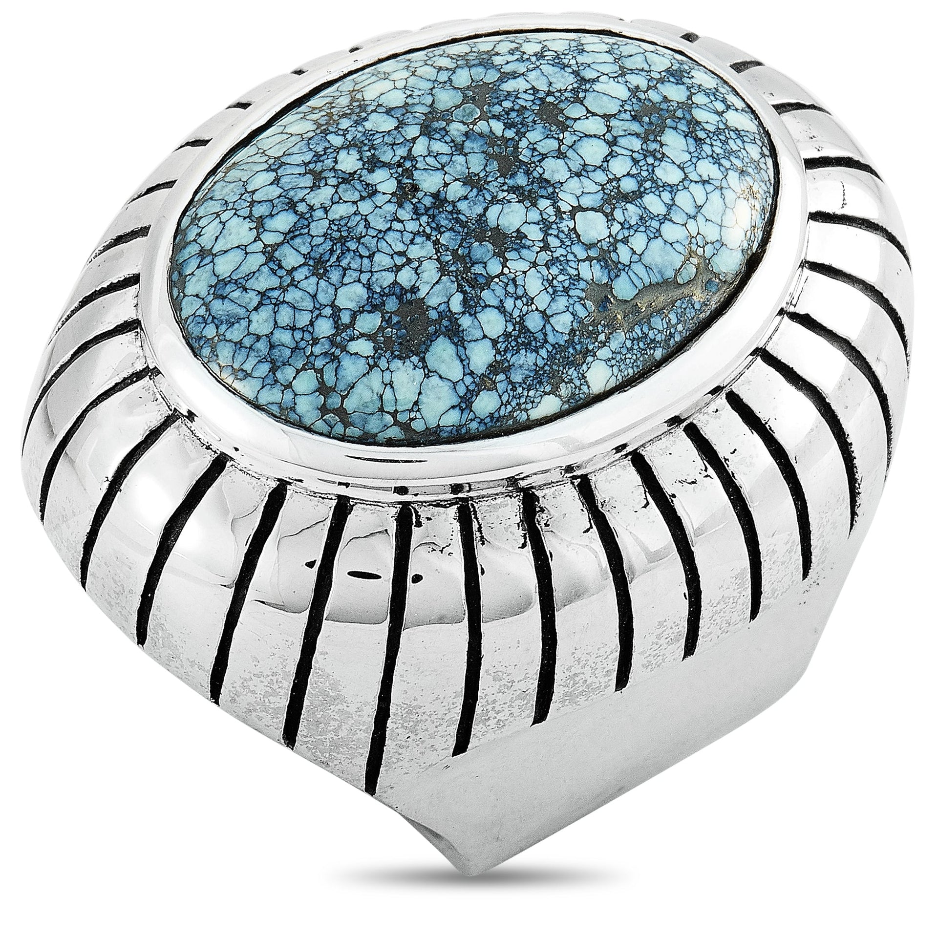 Silver and Spotted Turquoise Ring