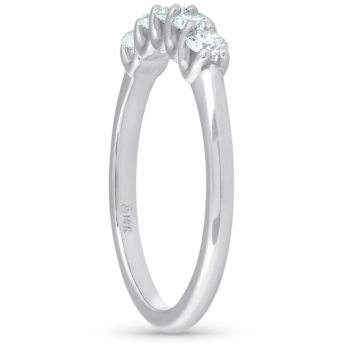 1/2 Ct Five Stone U Prong EX3 Lab Grown Diamond Wedding Ring 14k White Gold