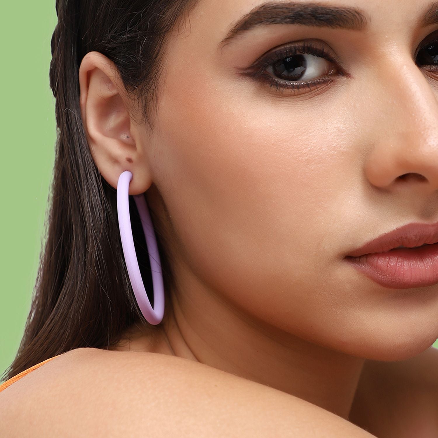 Purple Color Gold Plated Casual Designer Hoop Earring For Women's