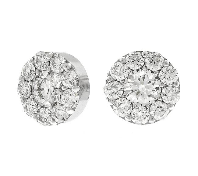 3ct Halo Diamond Studs 14K White Gold