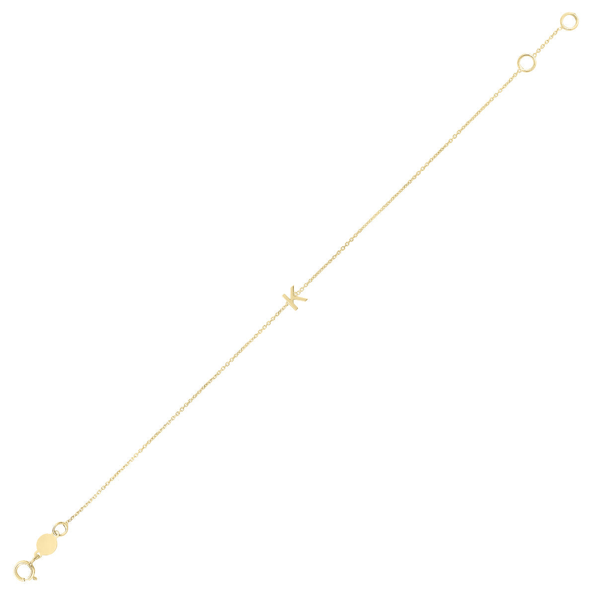 14K Solid Yellow Gold K Mini Initial Bracelet