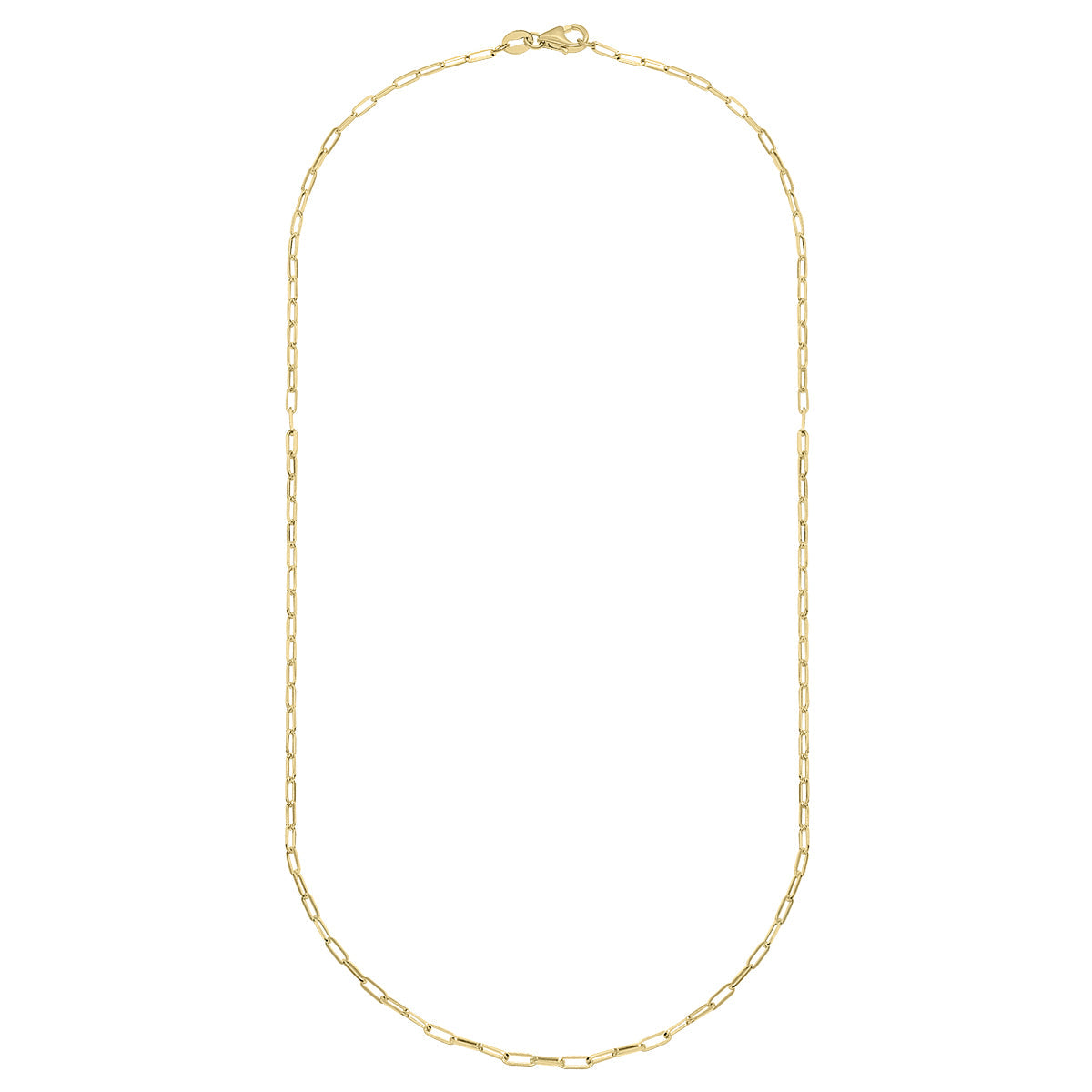 14K Yellow Gold 1.5Mm Dainty Paperclip Necklace With Lobster Clasp - 16 Inch