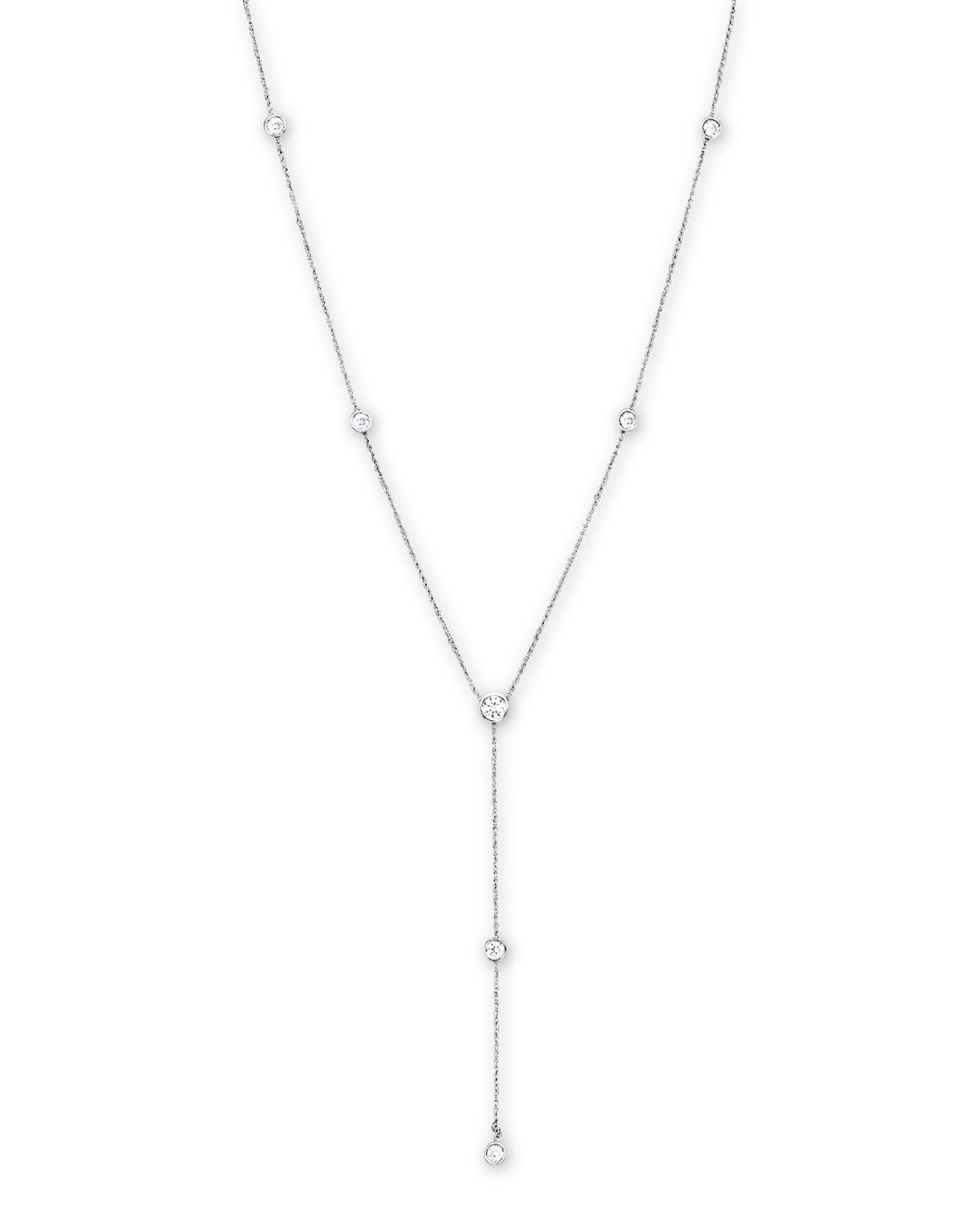 Diamond Station Lariat Necklace in 14K White Gold, 0.75 ct. t.w. - Exclusive