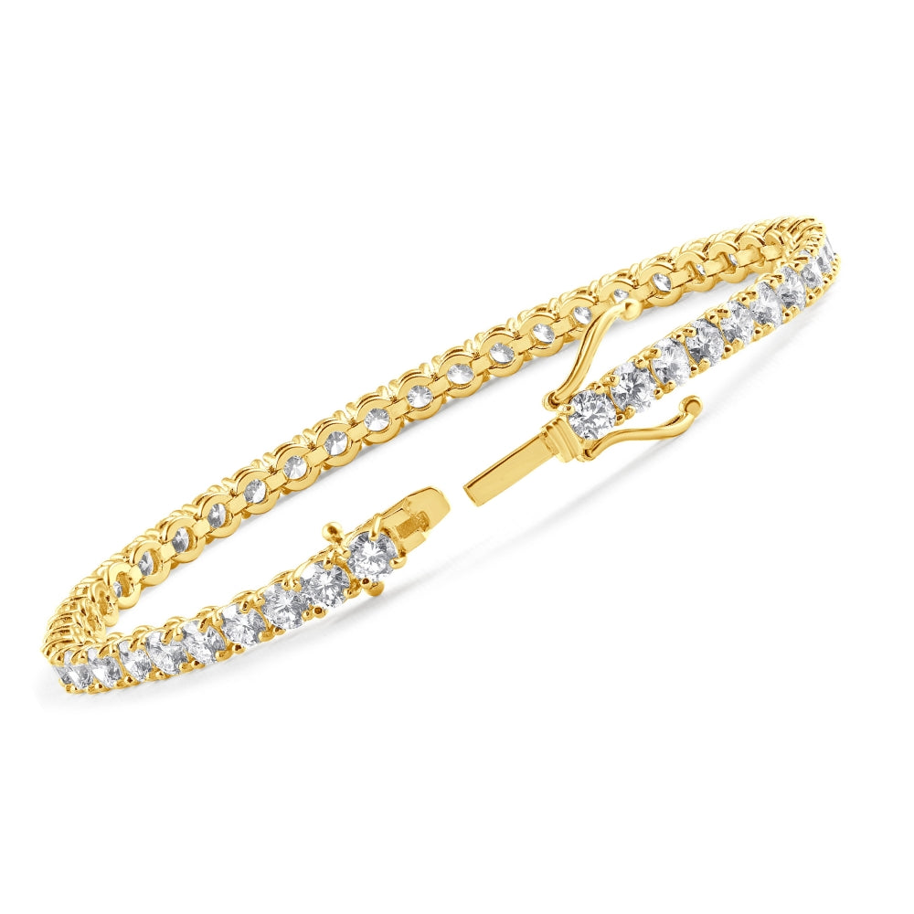 10 Ct Lab Grown Diamond Tennis Bracelet 14K Yellow Gold 7'
