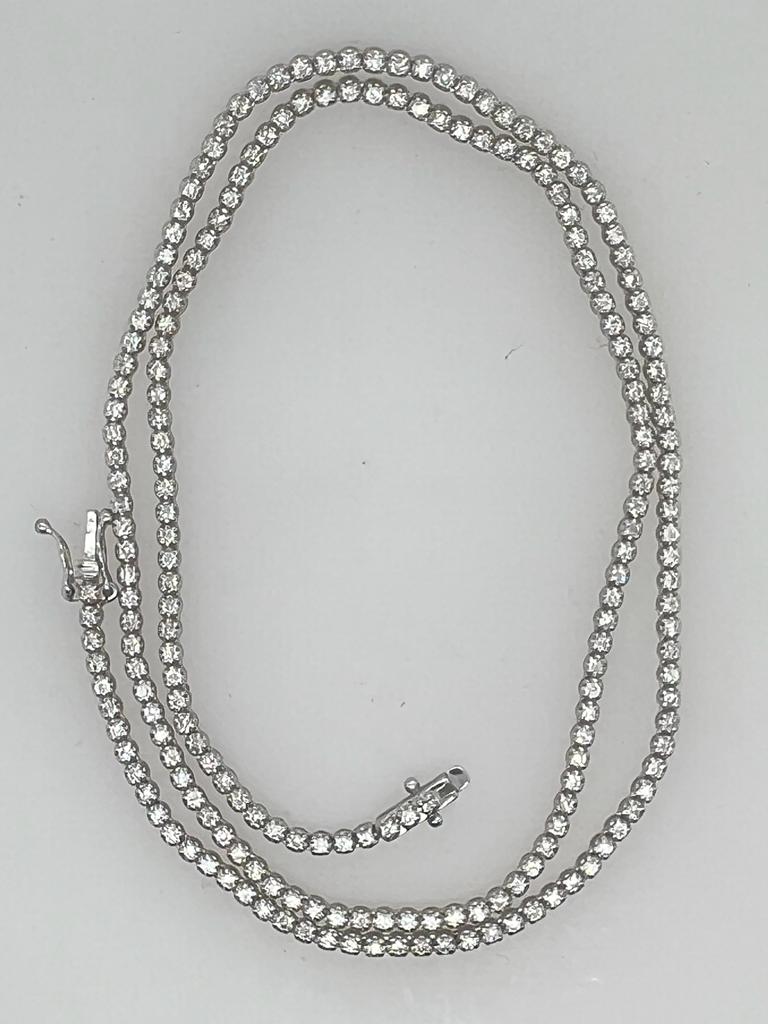 14KT WHITE GOLD CLASSIC TENNIS NECKLACES 2.15CTS, 4 PRONG, 210ST, 17'