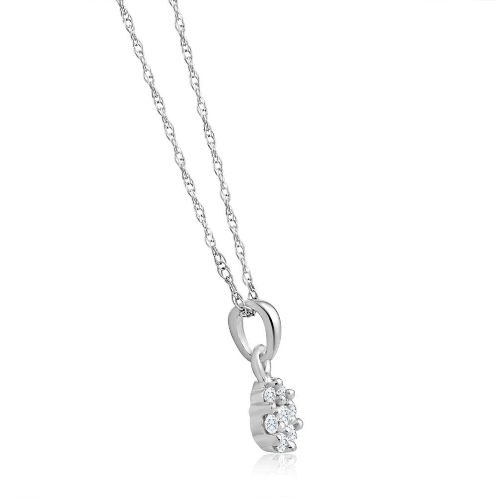 Small Pave Real Diamond Pendant 10k White Gold 18' Women's Necklace