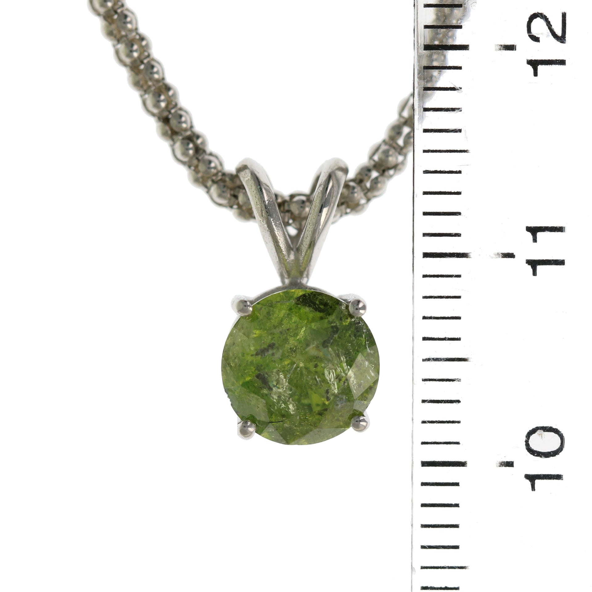 1.75 cttw Green Diamond Solitaire Pendant 14K White Gold Round with Chain