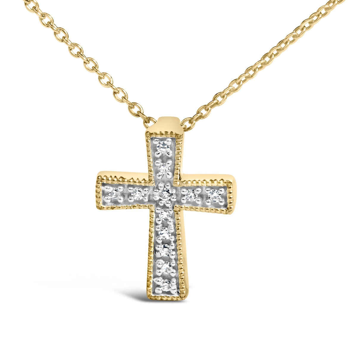 Gold Vermeil Diamond Accent Cross Pendant Necklace