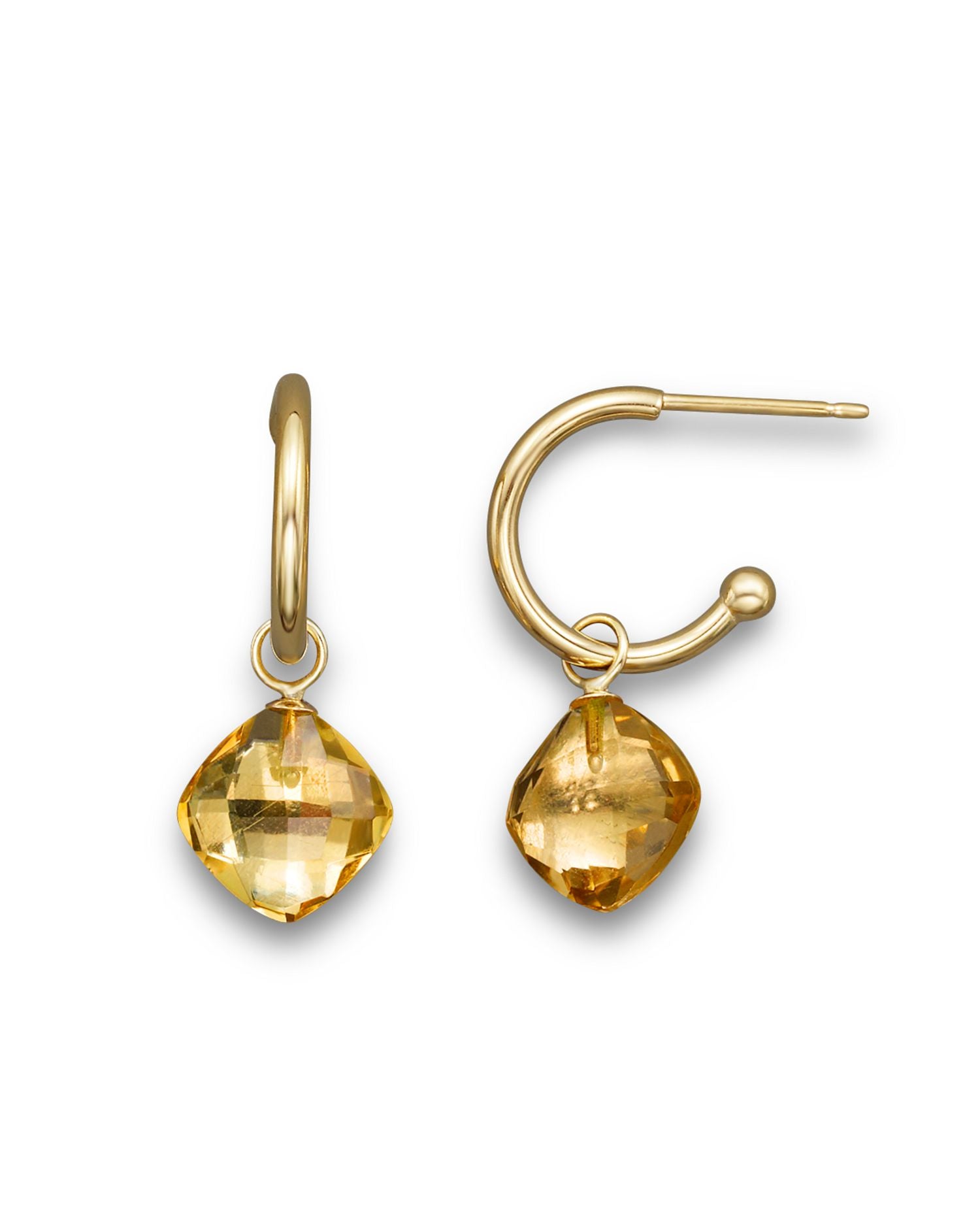 Citrine Small Hoop Earrings in 14K Yellow Gold - Exclusive