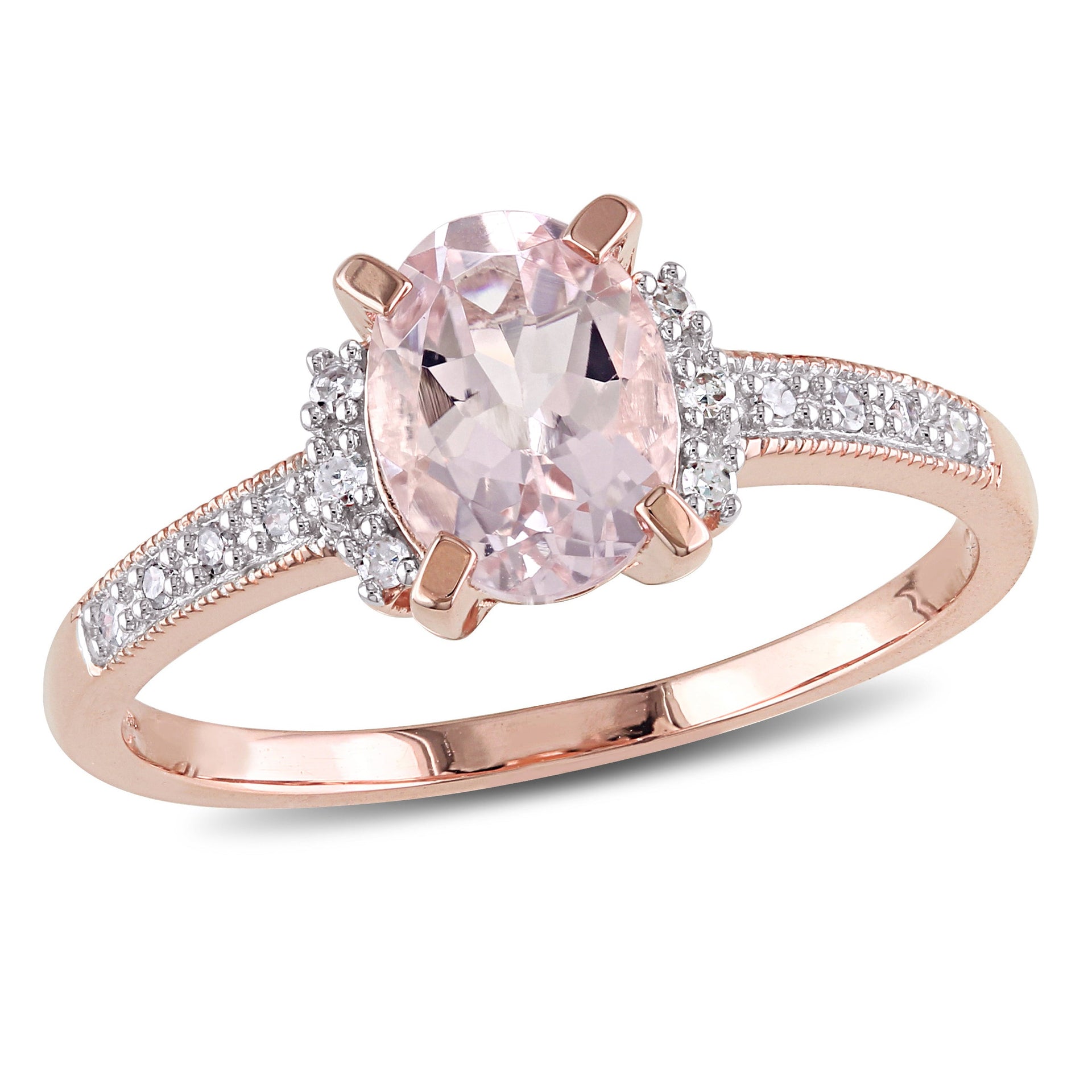 Mimi & Max 1 1/7ct TGW Oval Cut Morganite and Diamond Accent Ring in Rose Plated Sterling Silver