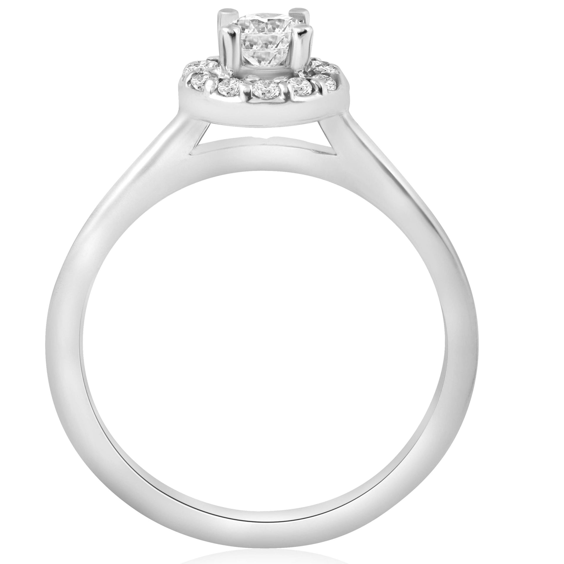 1/2 CT Round Diamond Halo Engagement Ring 14K White Gold