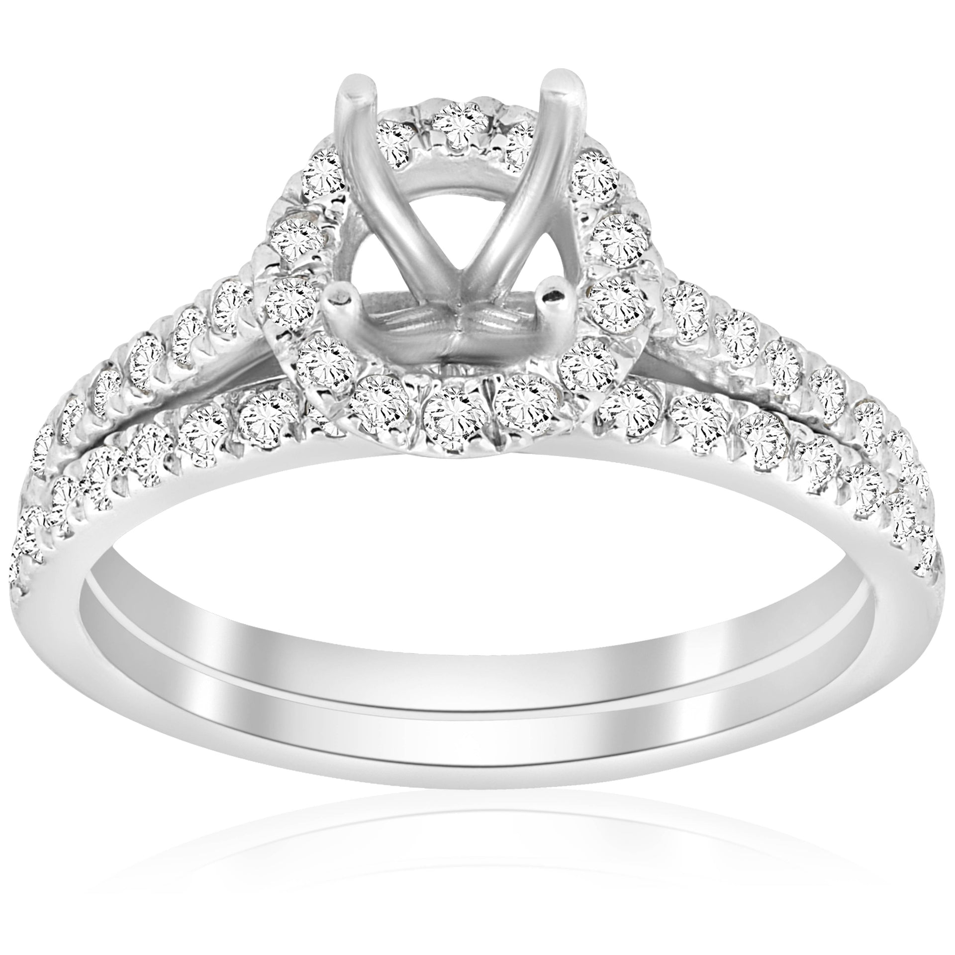 5/8 ct Halo Engagement Mount Set 14K White Gold