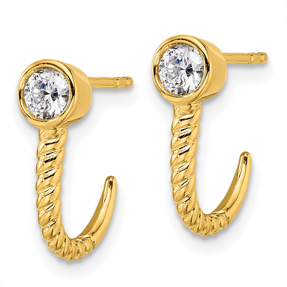14k Gold 1/3 CT Lab Grown Diamond J Hoop Earrings VS Clarity D-E Color