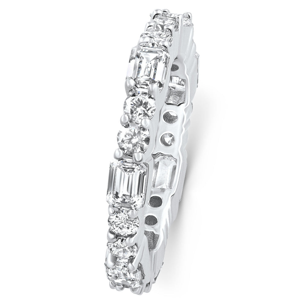 3Ct Emerald & Round Cut Diamond Eternity Wedding Ring 14k Gold Lab Grown