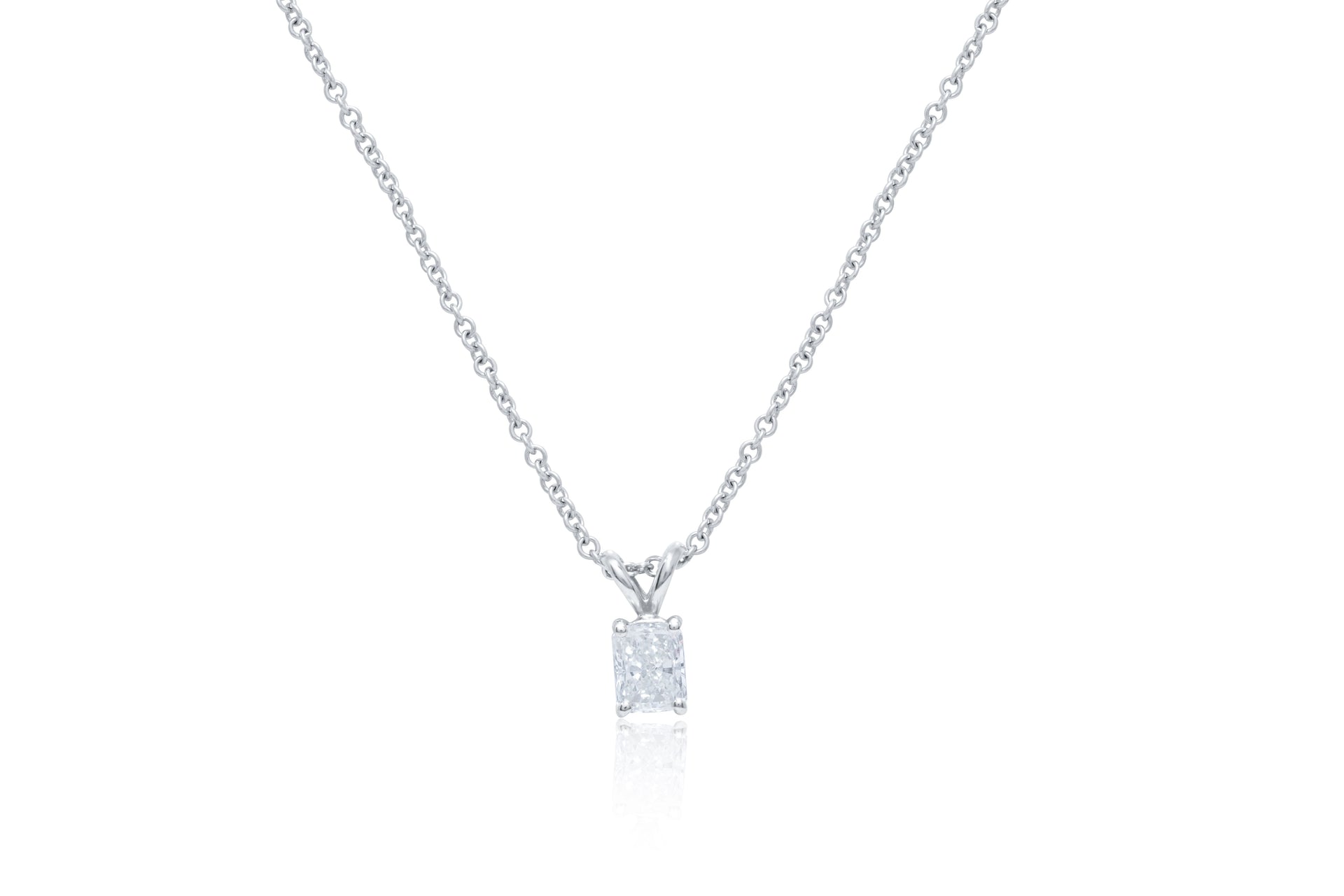 14kt white gold solitaire diamond pendant containing 0.60 ct clarity enhanced diamond