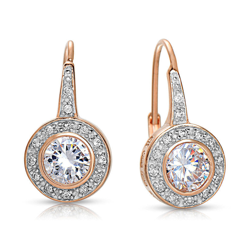 Sterling Silver Cubic Zirconia Round Drop Earrings