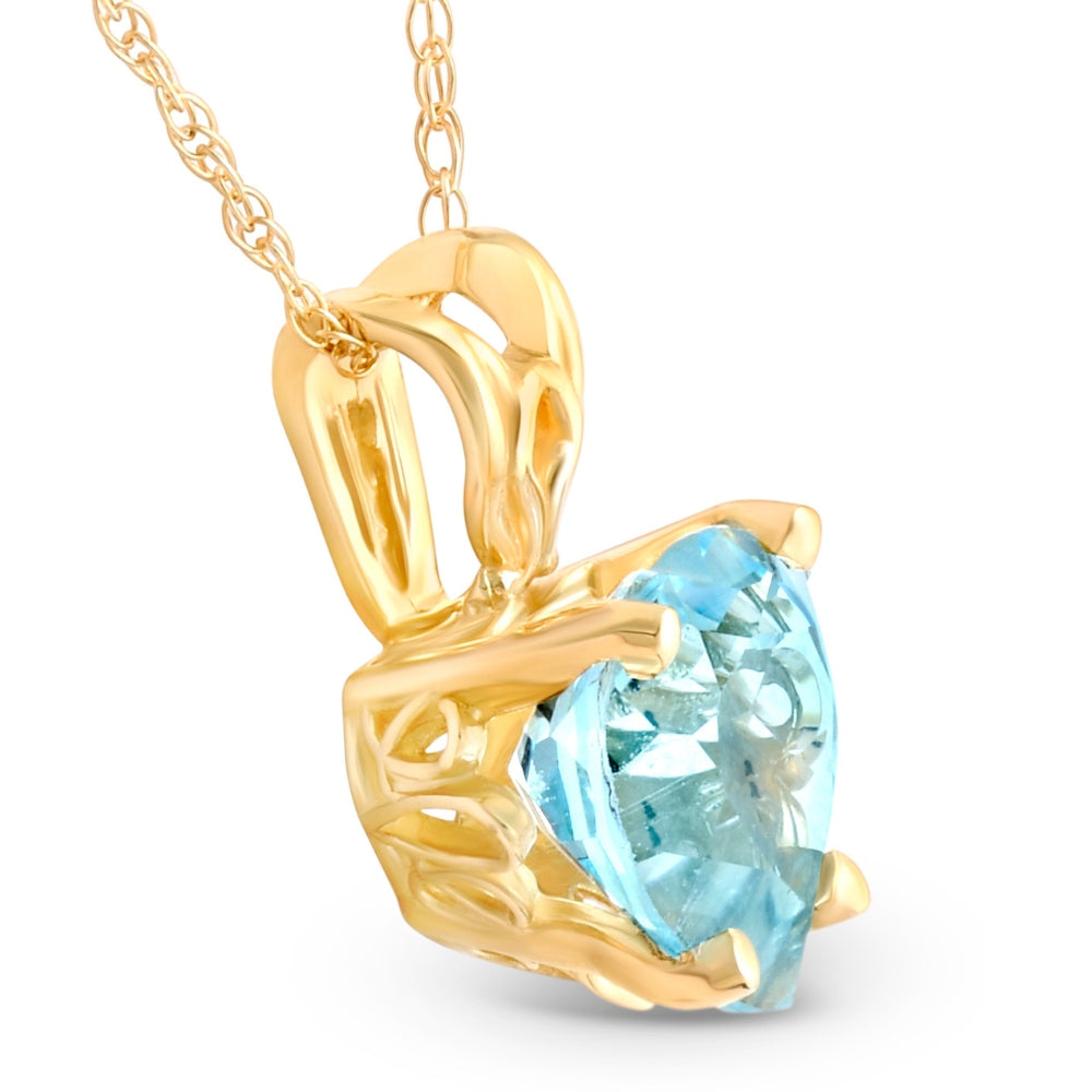 7mm Women's Heart Pendant in Blue Topaz 14k White, Rose, or Yellow Gold Necklace