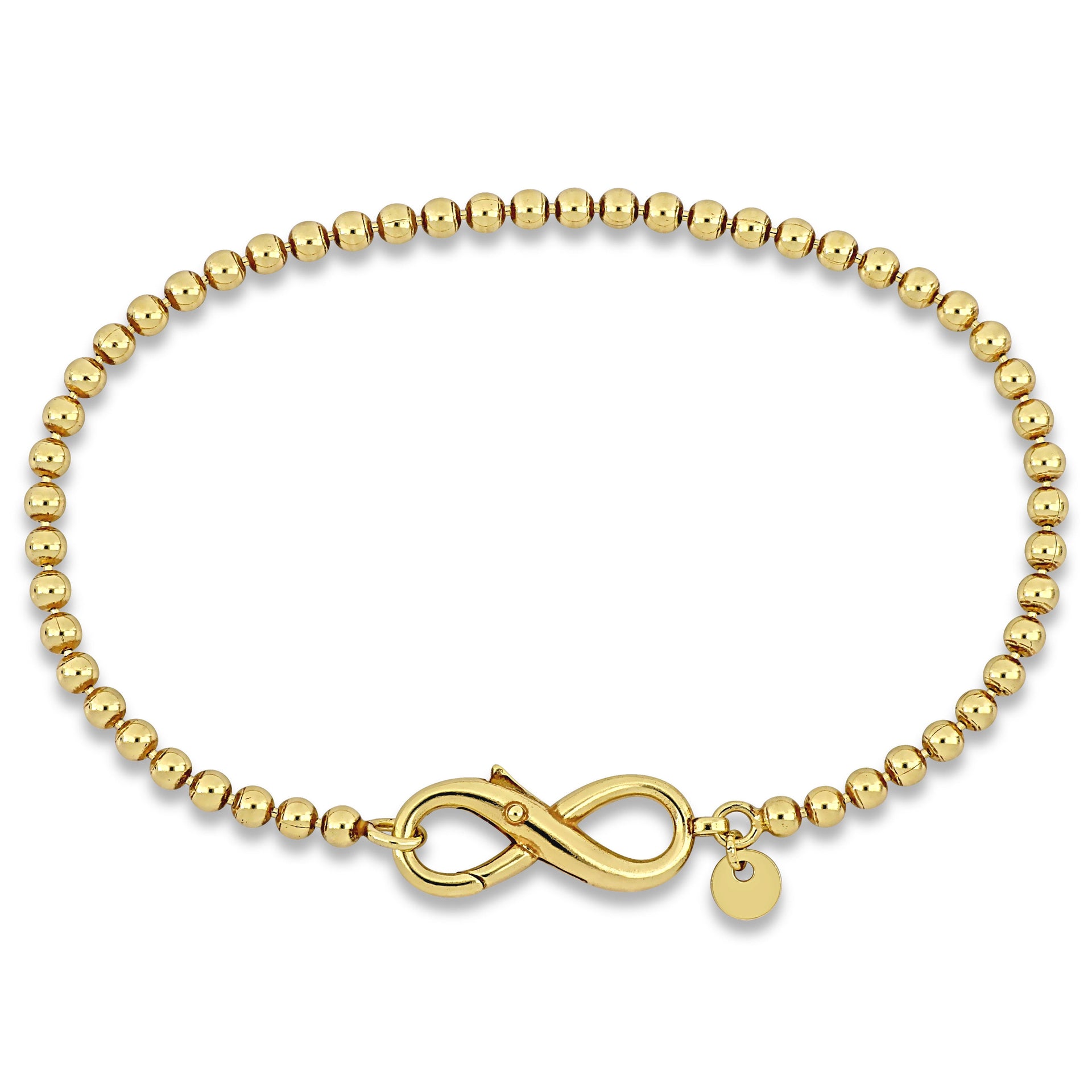 Mimi & Max Ball Link Bracelet w/ Infinity Clasp in Yellow Silver - 7.5 in.