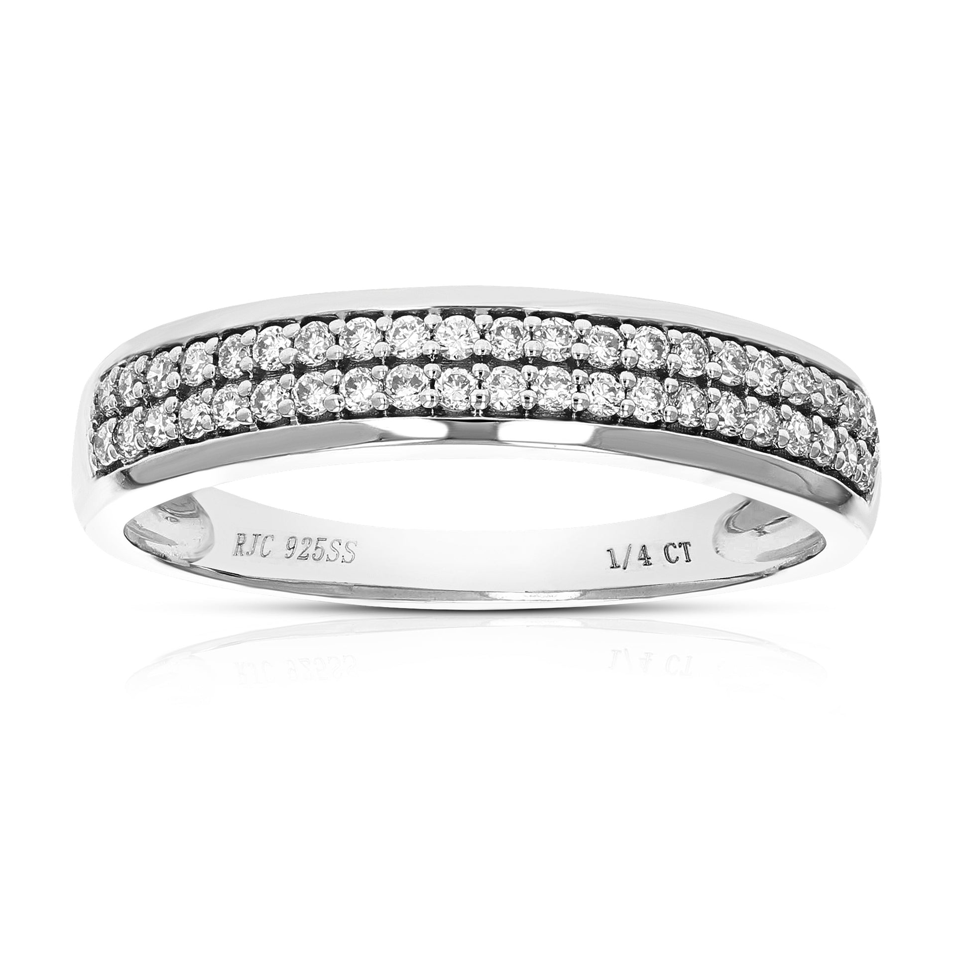 1/4 cttw 42 Stones Round Cut Lab Grown Diamond Wedding Band .925 Sterling Silver Prong Set