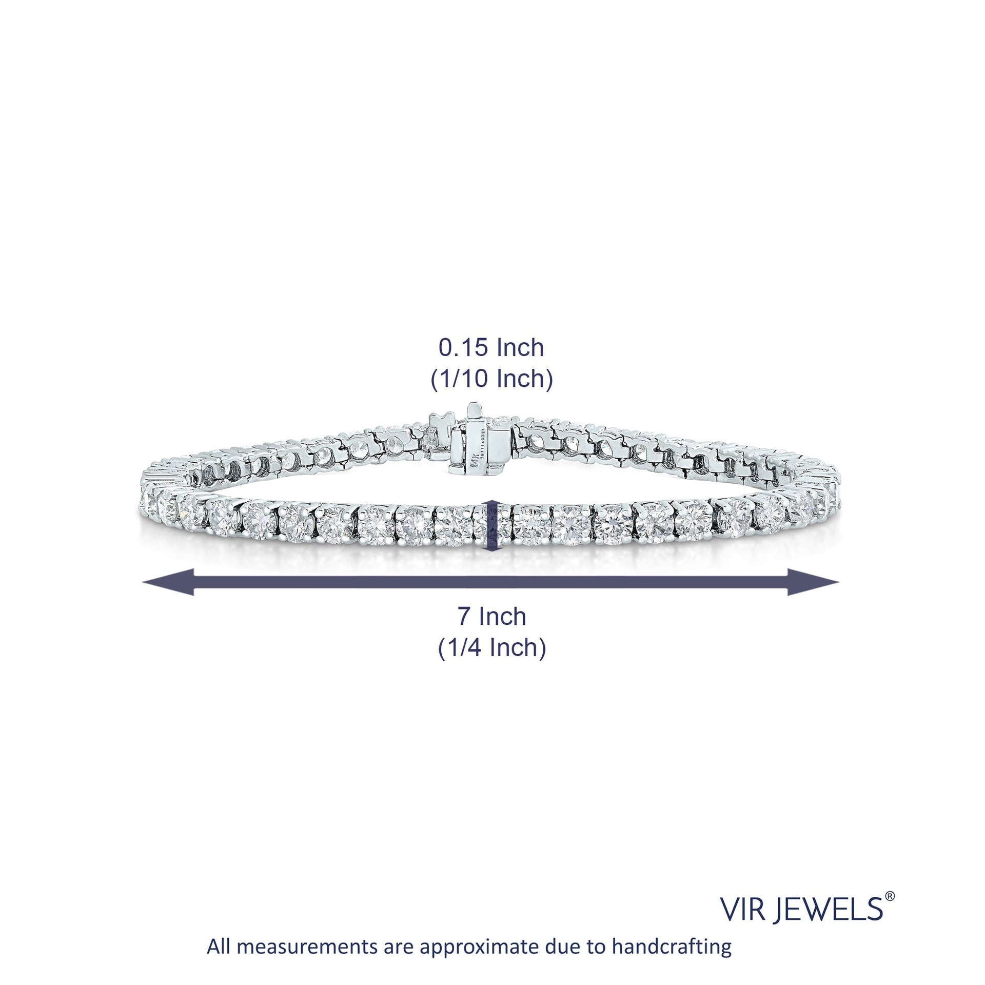2 cttw SI2-I1 Diamond Tennis Bracelet 14K White Gold Round Prong Set 7 Inch