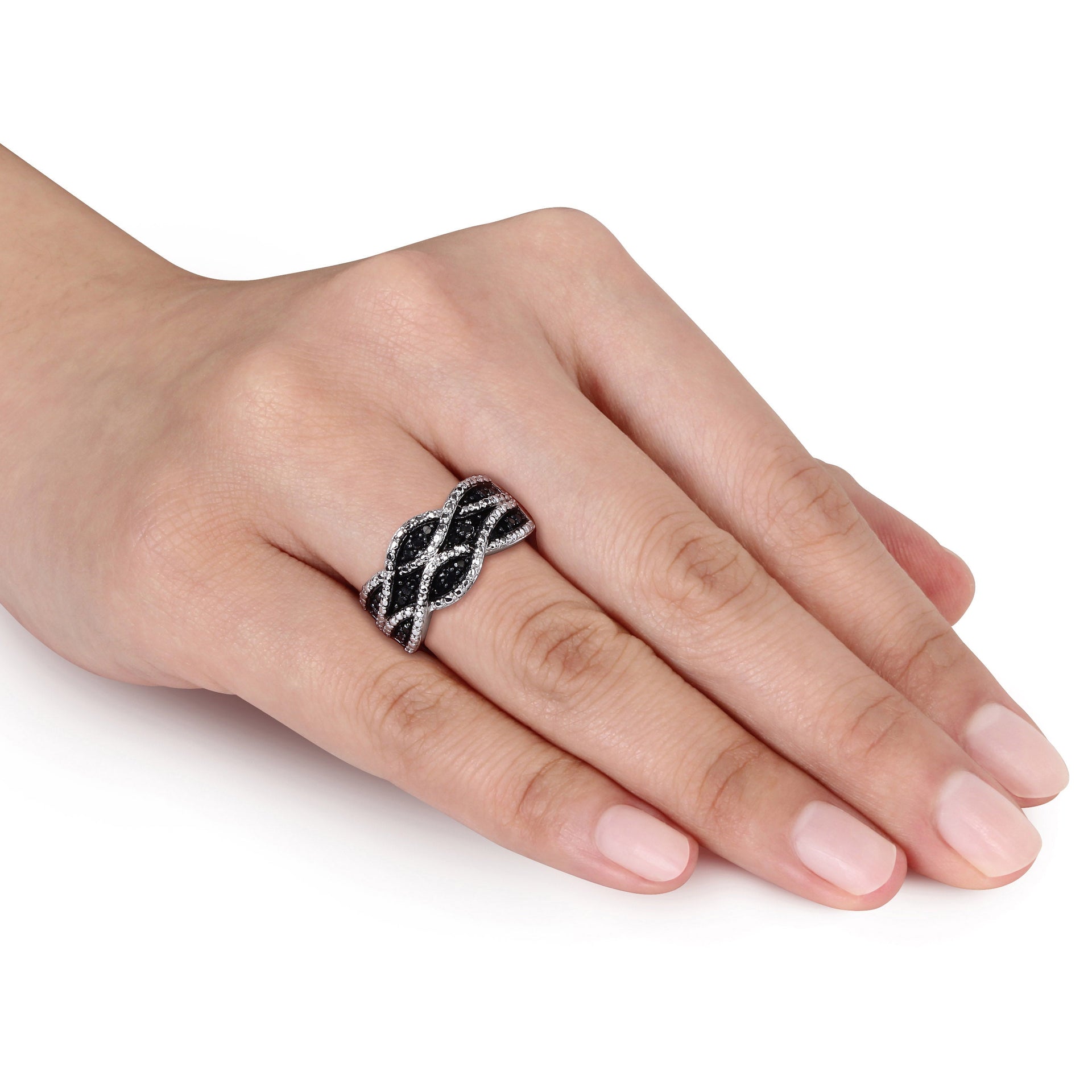 1/4 ct TW Black Diamond Double Twist Ring in Sterling Silver with Black Rhodium