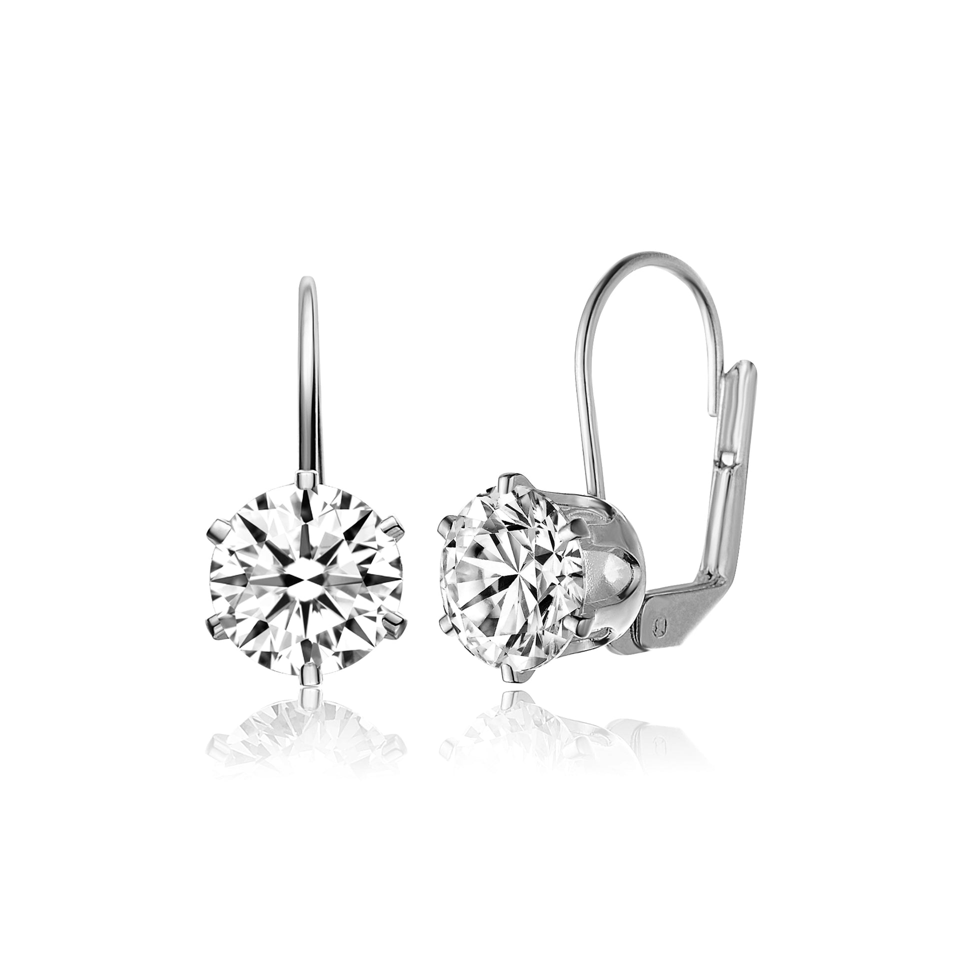 Sterling Silver Cubic Zirconia Leverback Earrings