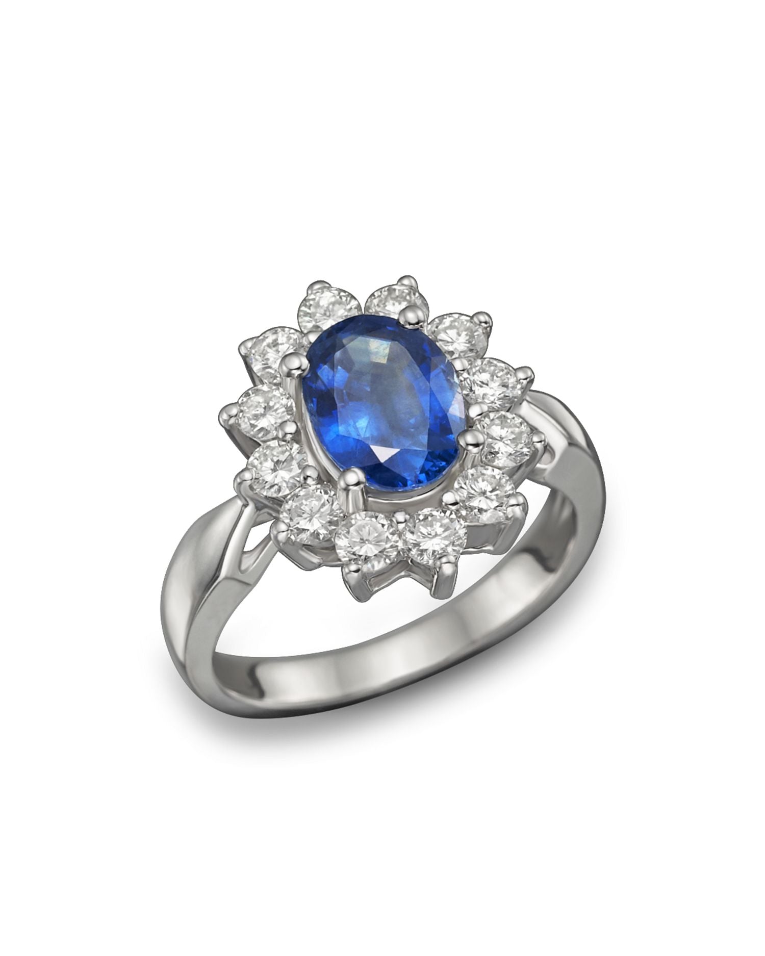 Blue Sapphire and Diamond Statement Ring in 14K White Gold - Exclusive