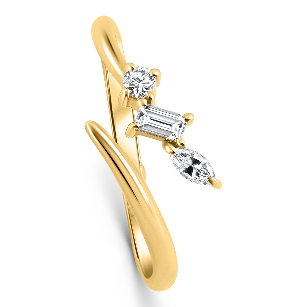 1/4Ct Fancy Multi Shaped Diamond Ring Stackable Band 14k Gold Lab Grown