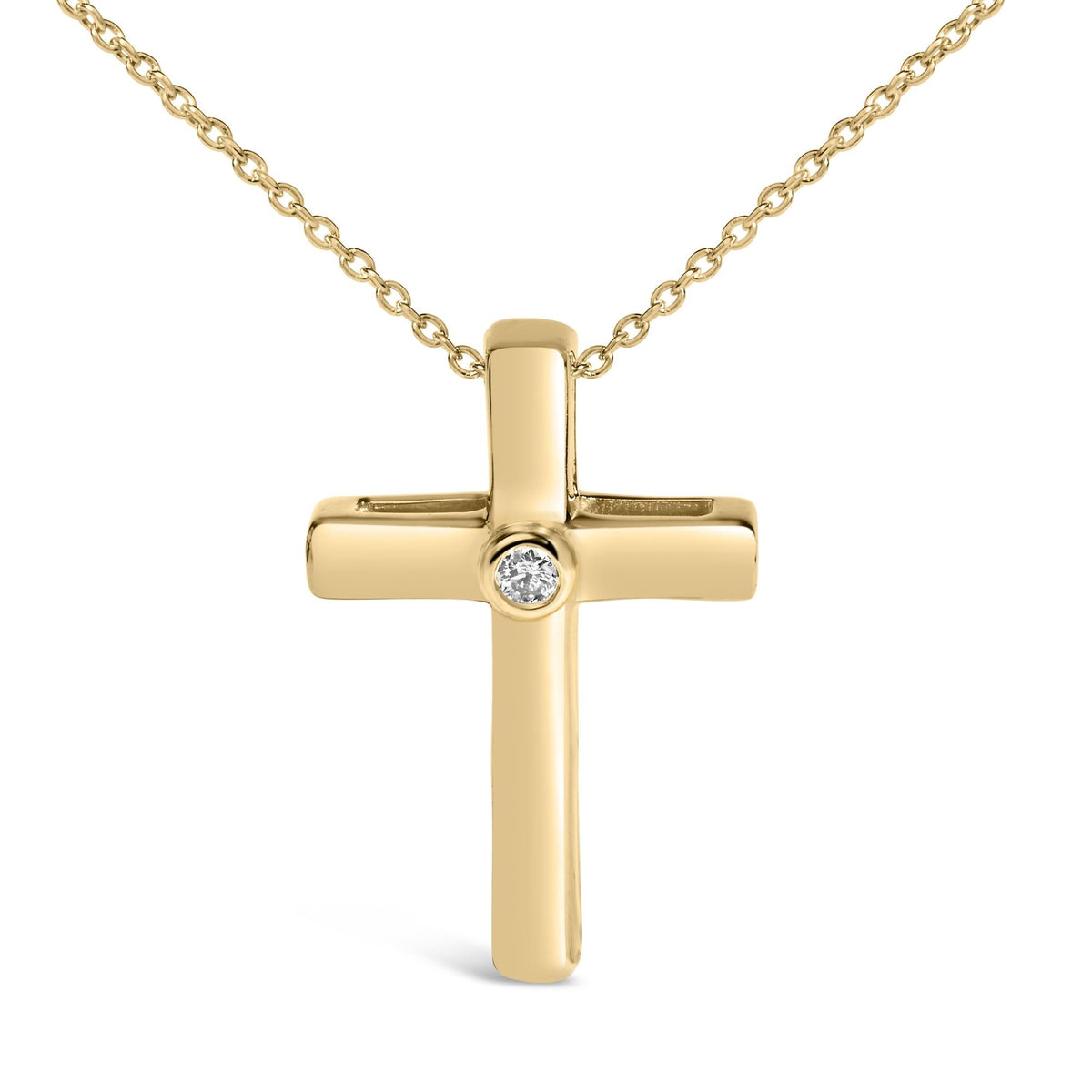 Gold Vermeil Diamond Accent Cross Pendant Necklace