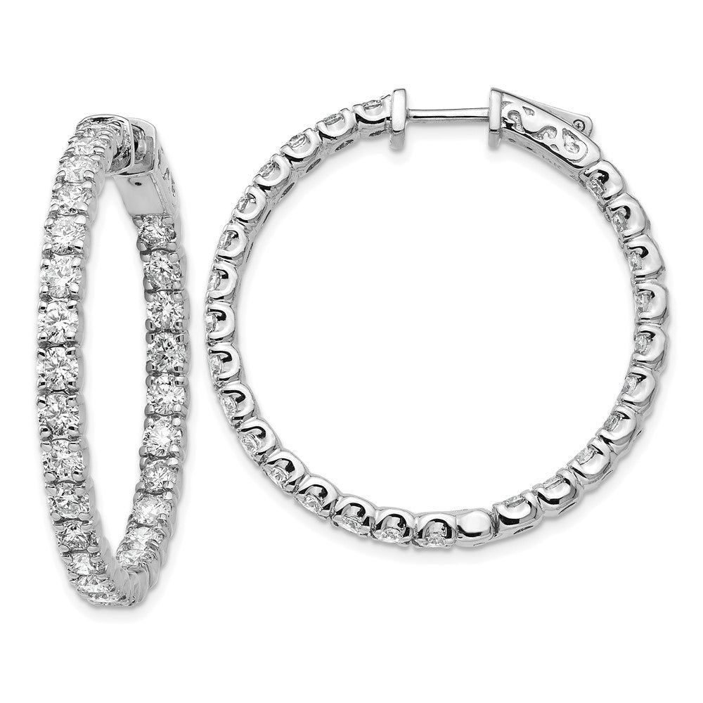 14k Gold 4 7/8 CT Lab Grown Diamond Patented Safety Clasp In And Out Hoop Earrings VS Clarity D-E Color