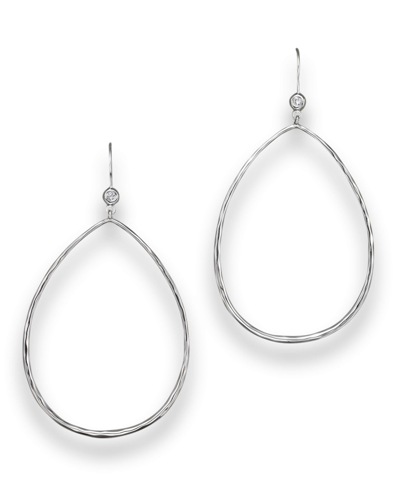 IPPOLITA Sterling Silver Large Open Teardrop Earrings with Diamonds
