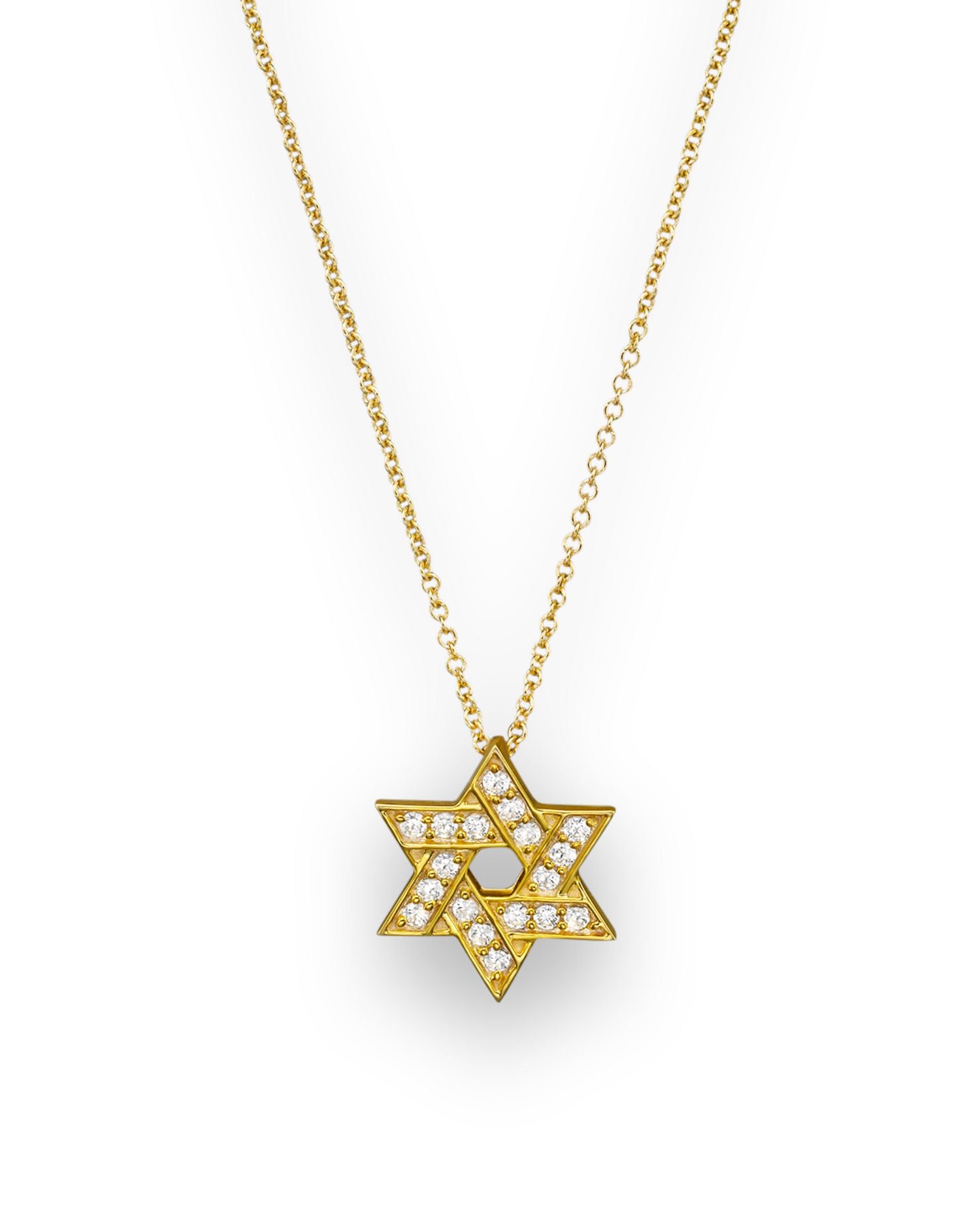 Diamond Star of David Pendant Necklace in 14K Yellow Gold, .18 ct. t.w. - Exclusive