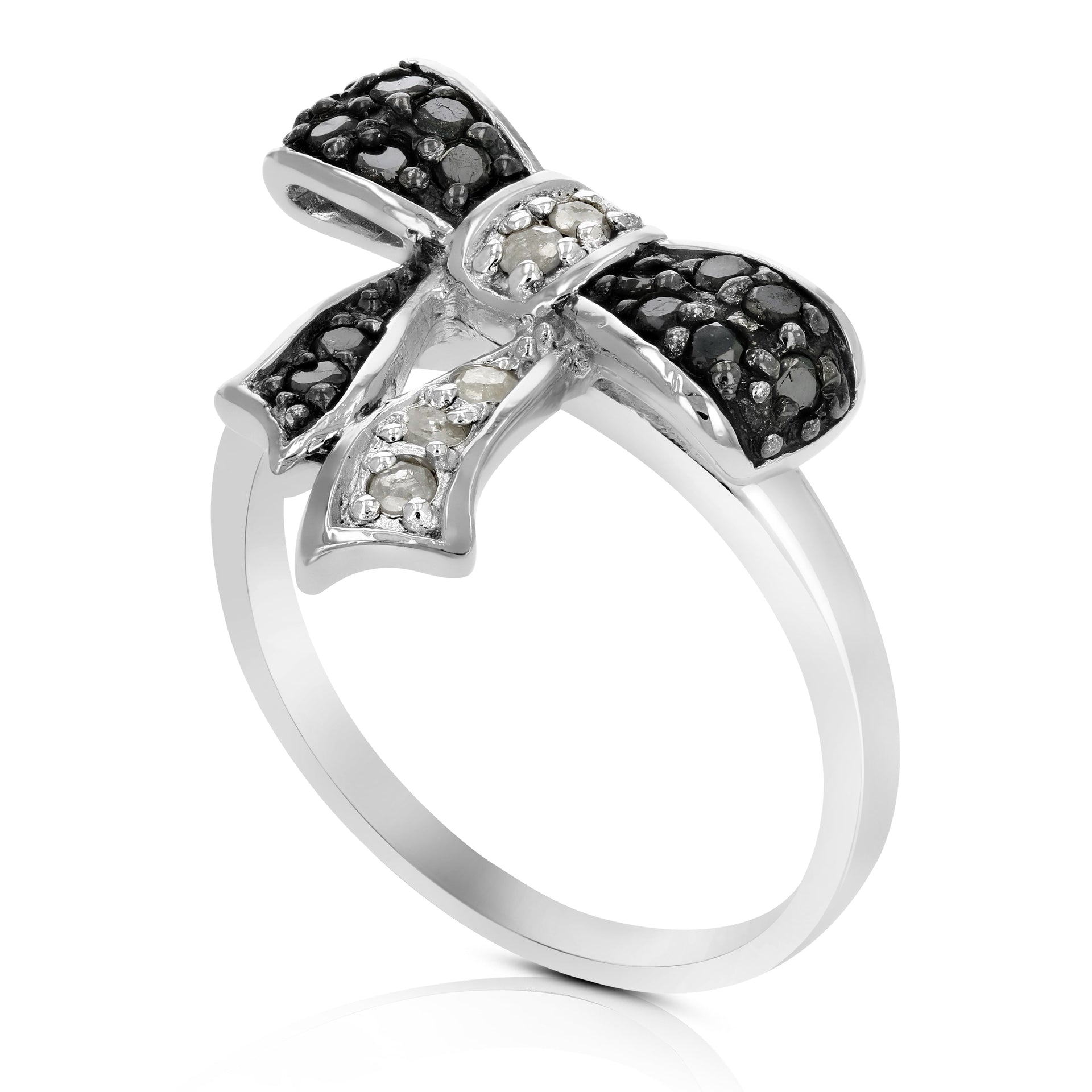 1/3 cttw Black and White Diamond Ring .925 Sterling Silver with Rhodium Plating