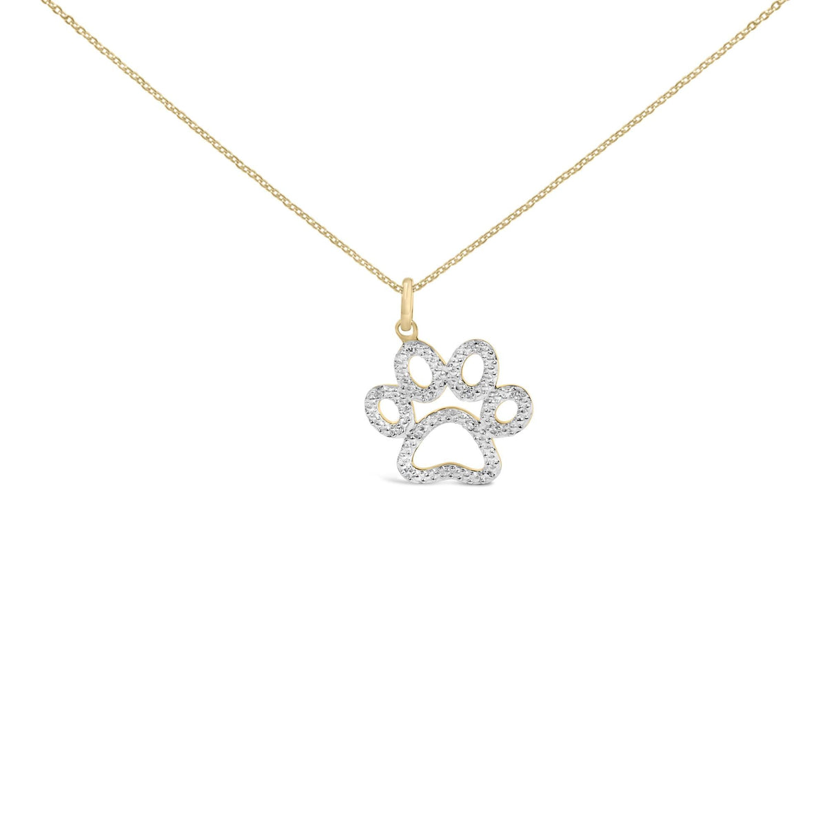 Gold Vermeil Diamond Accent Pet Paw Pendant Necklace