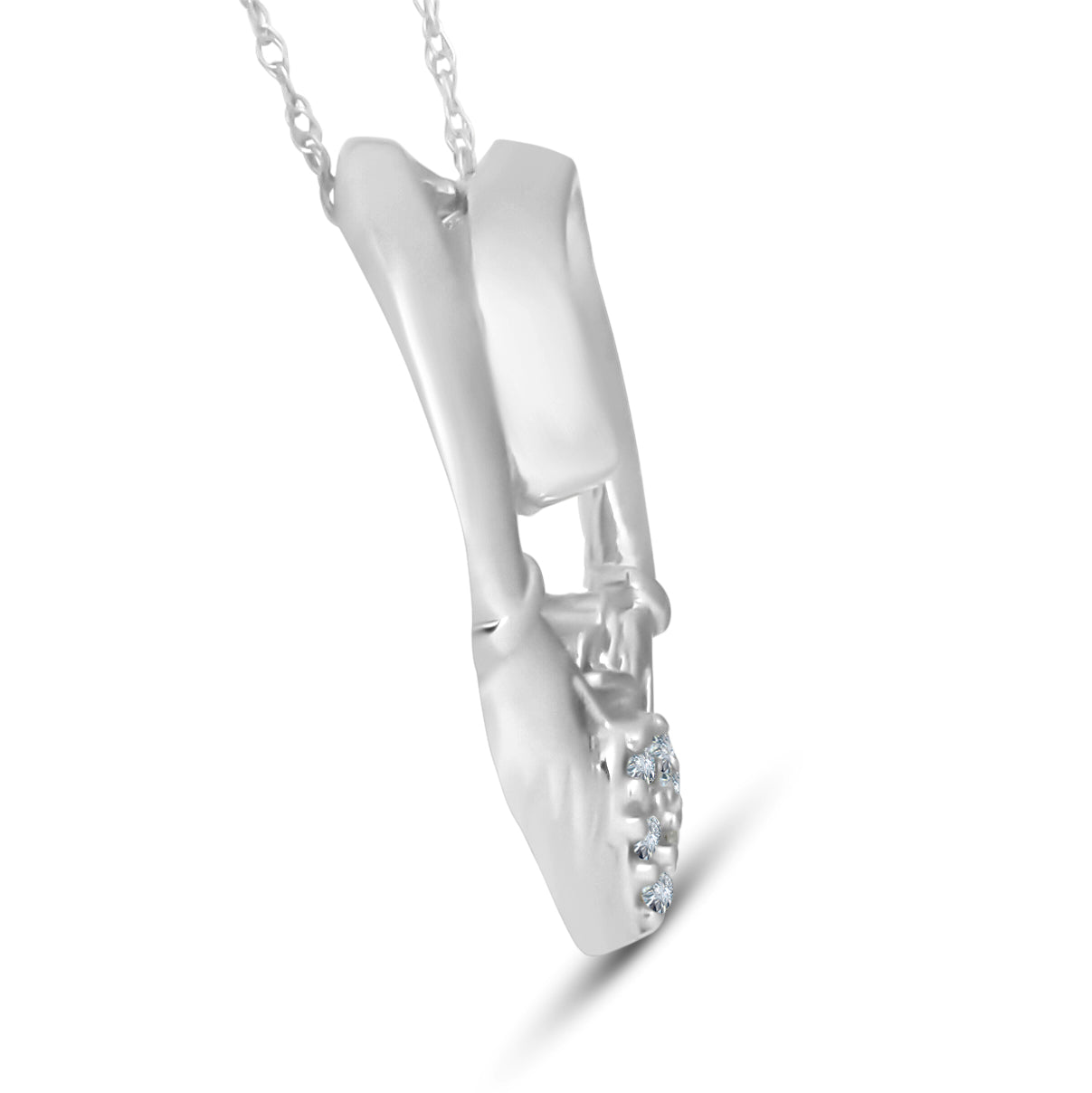 Claddagh Diamond Pendant 10K White Gold