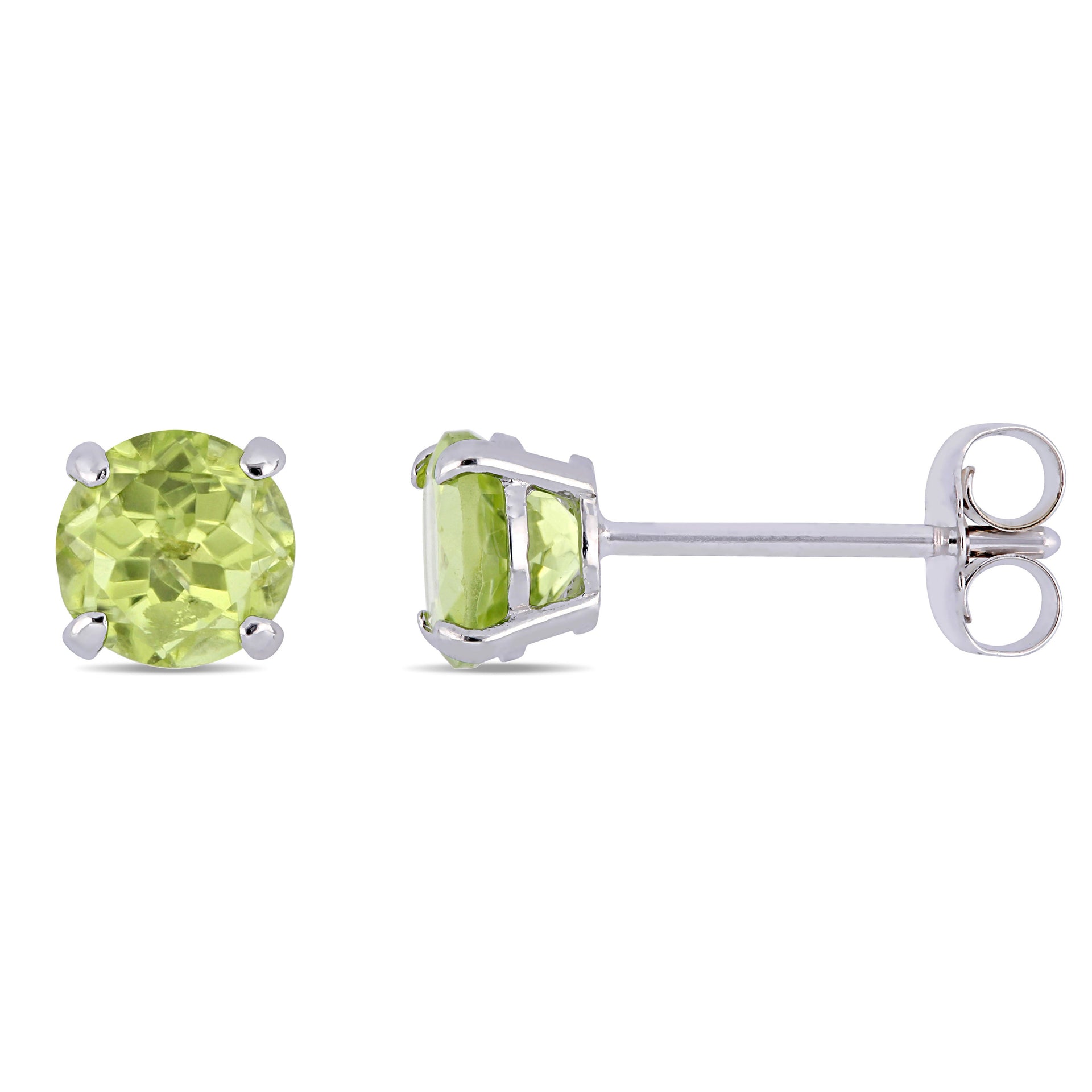 Peridot Stud Earrings in 14k White Gold