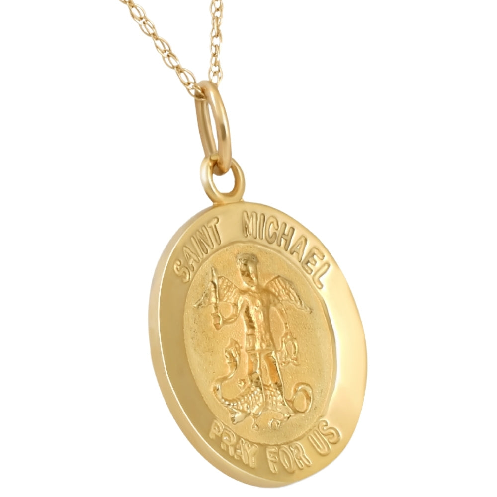 14k Yellow Gold St. Michael Medal Pendant .5' Tall 1 Gram