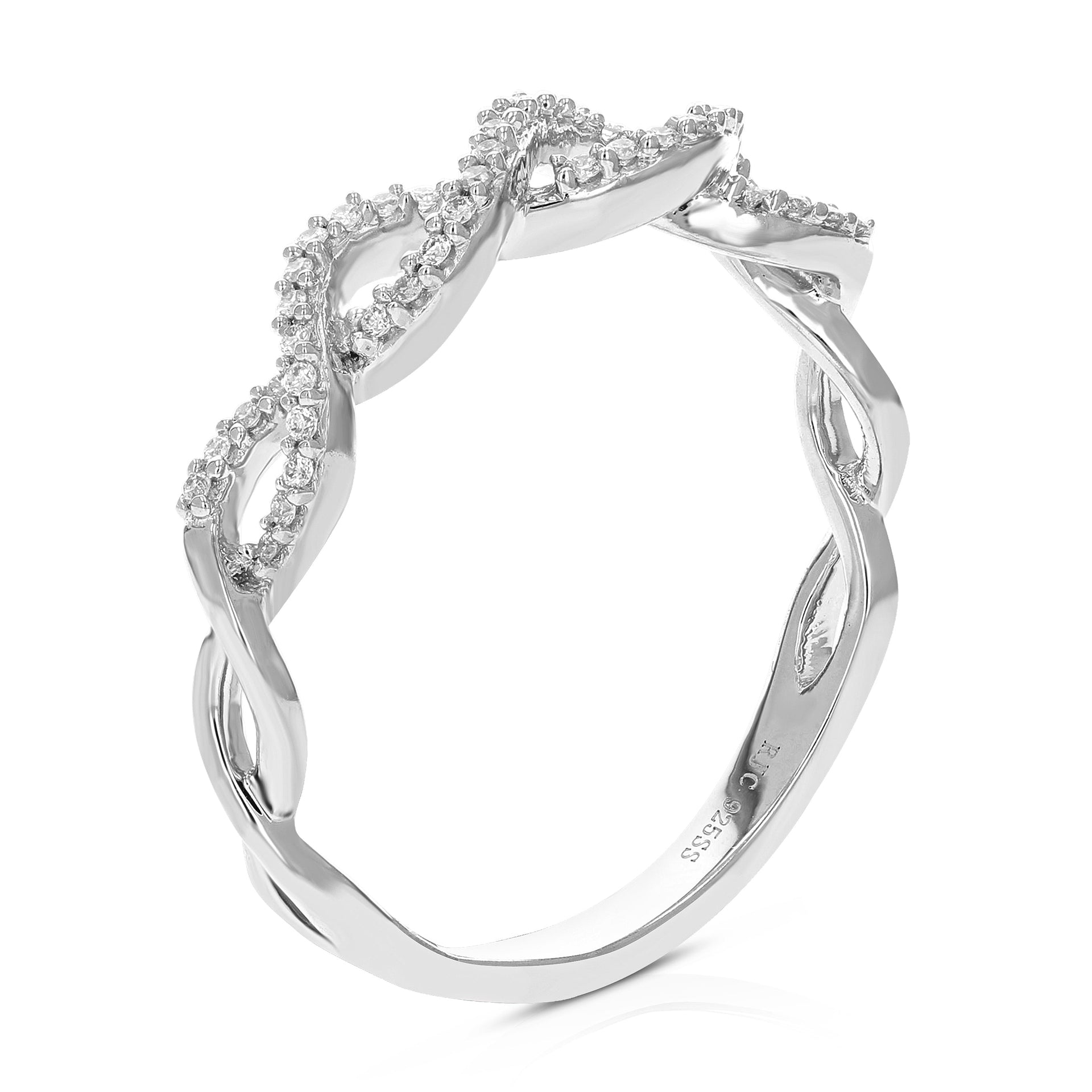 1/8 cttw Round Cut Lab Grown Diamond Wedding Band For Women .925 Sterling Silver Prong Set