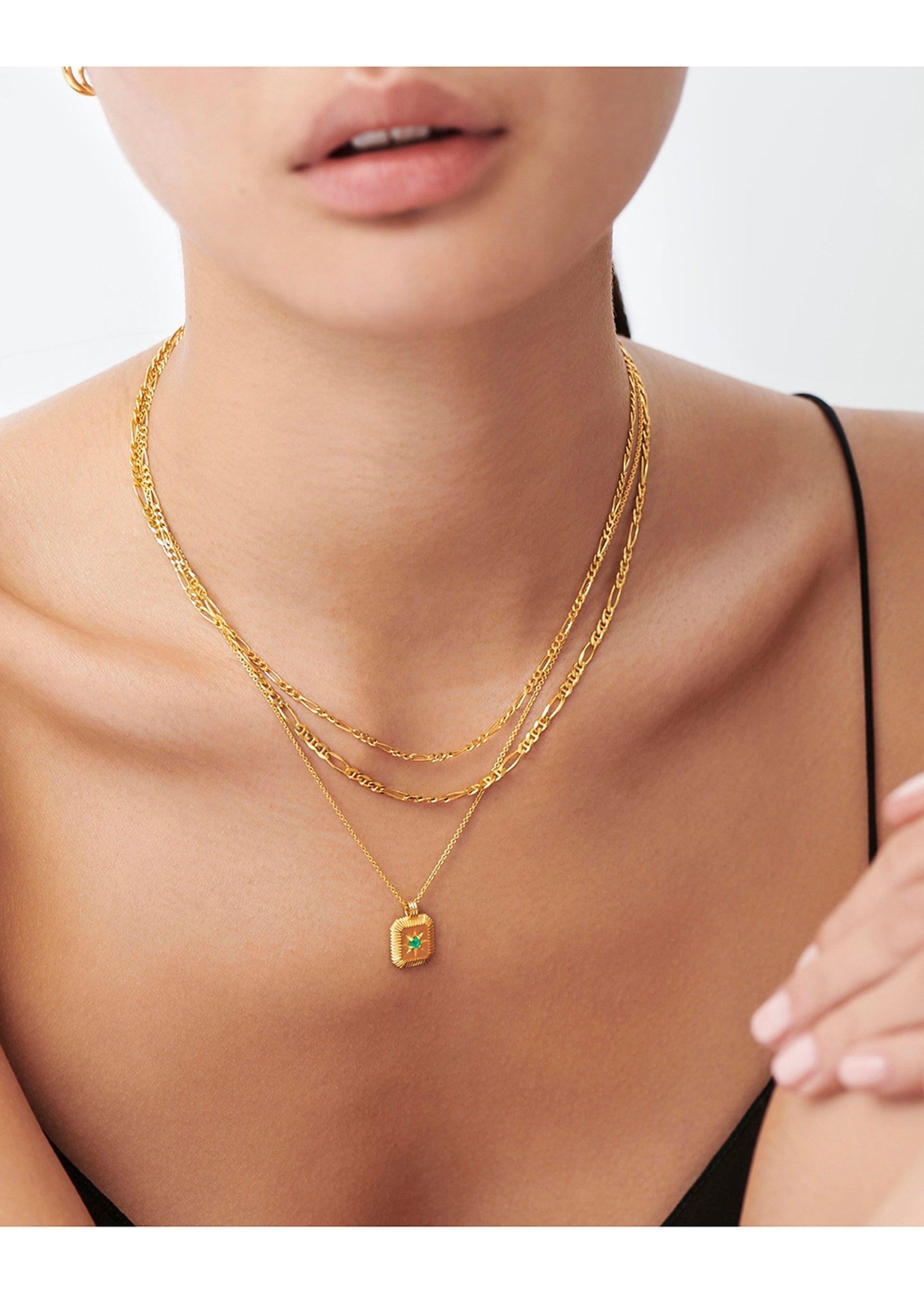 May Birthstone 18kt gold-plated necklace