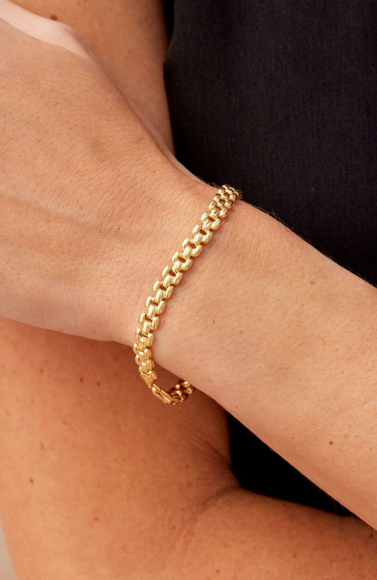 18k Italian Gold Plated Panther Link Bracelet