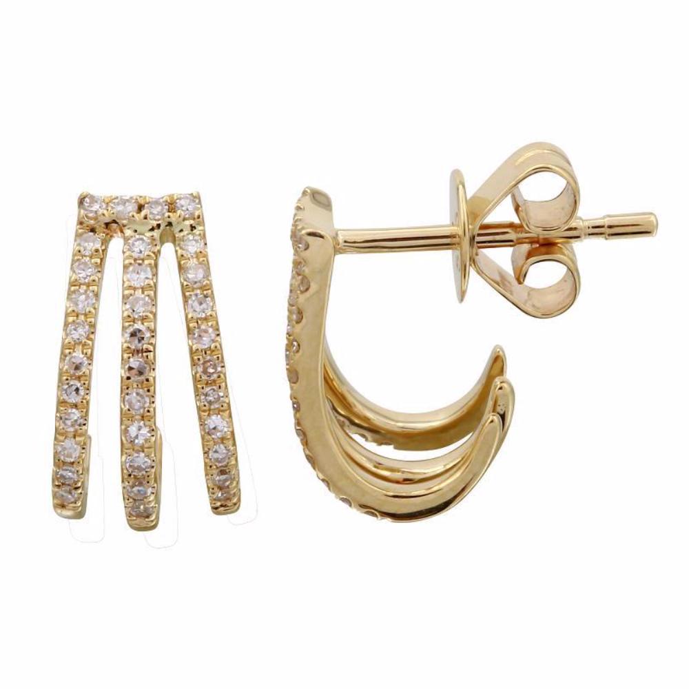 Gold Triple Diamond Cage Earring