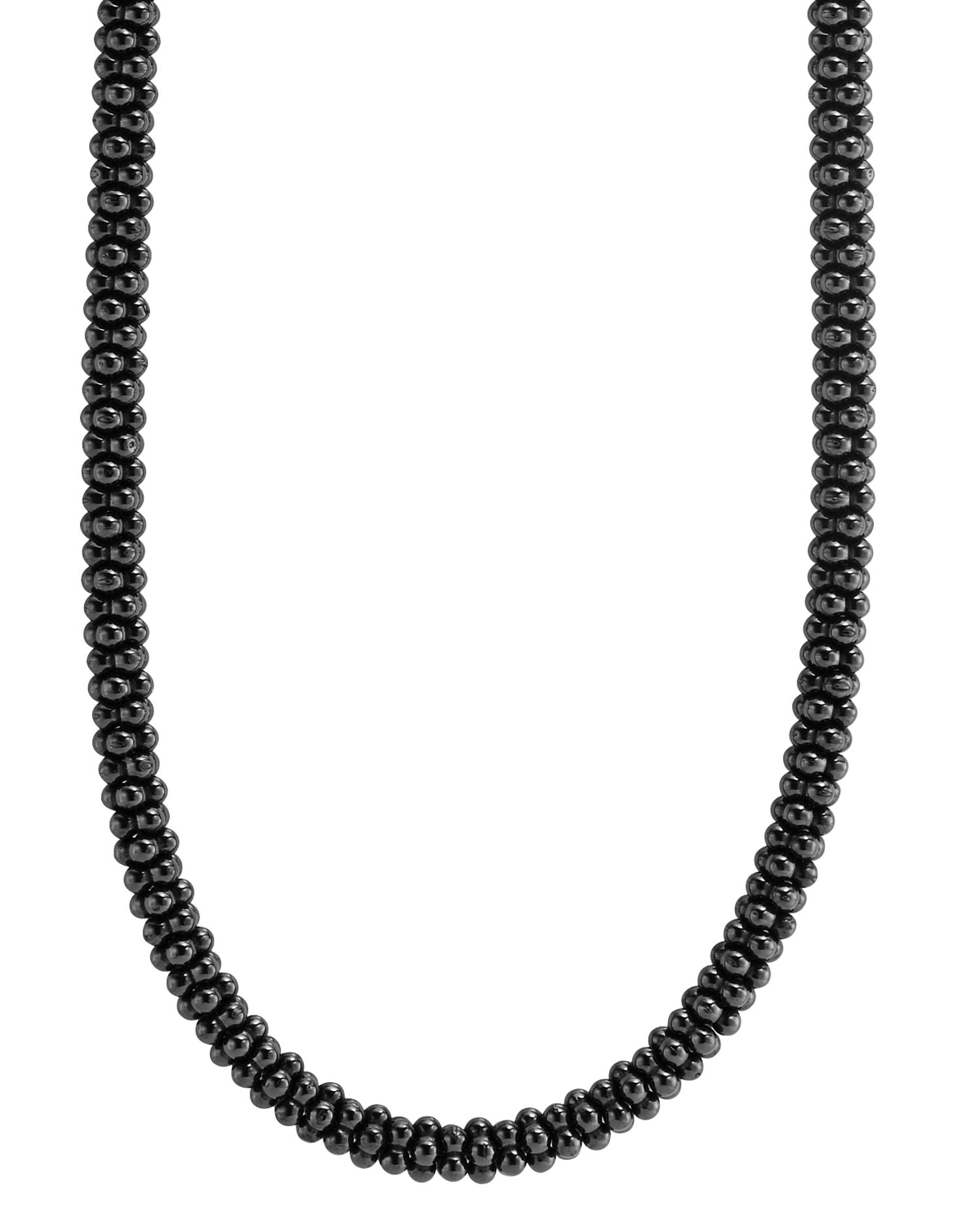 Ceramic, Sterling Silver & 18K Yellow Gold Black Caviar Necklace, 18"