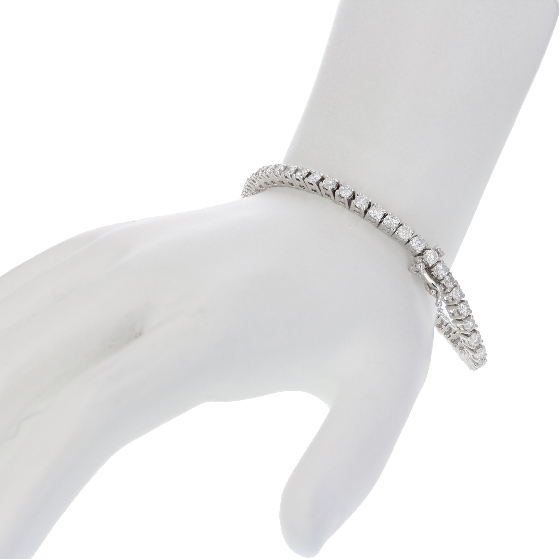 5 cttw Diamond Bracelet 14K White Gold Classic Tennis Round Prong Set 7 Inch