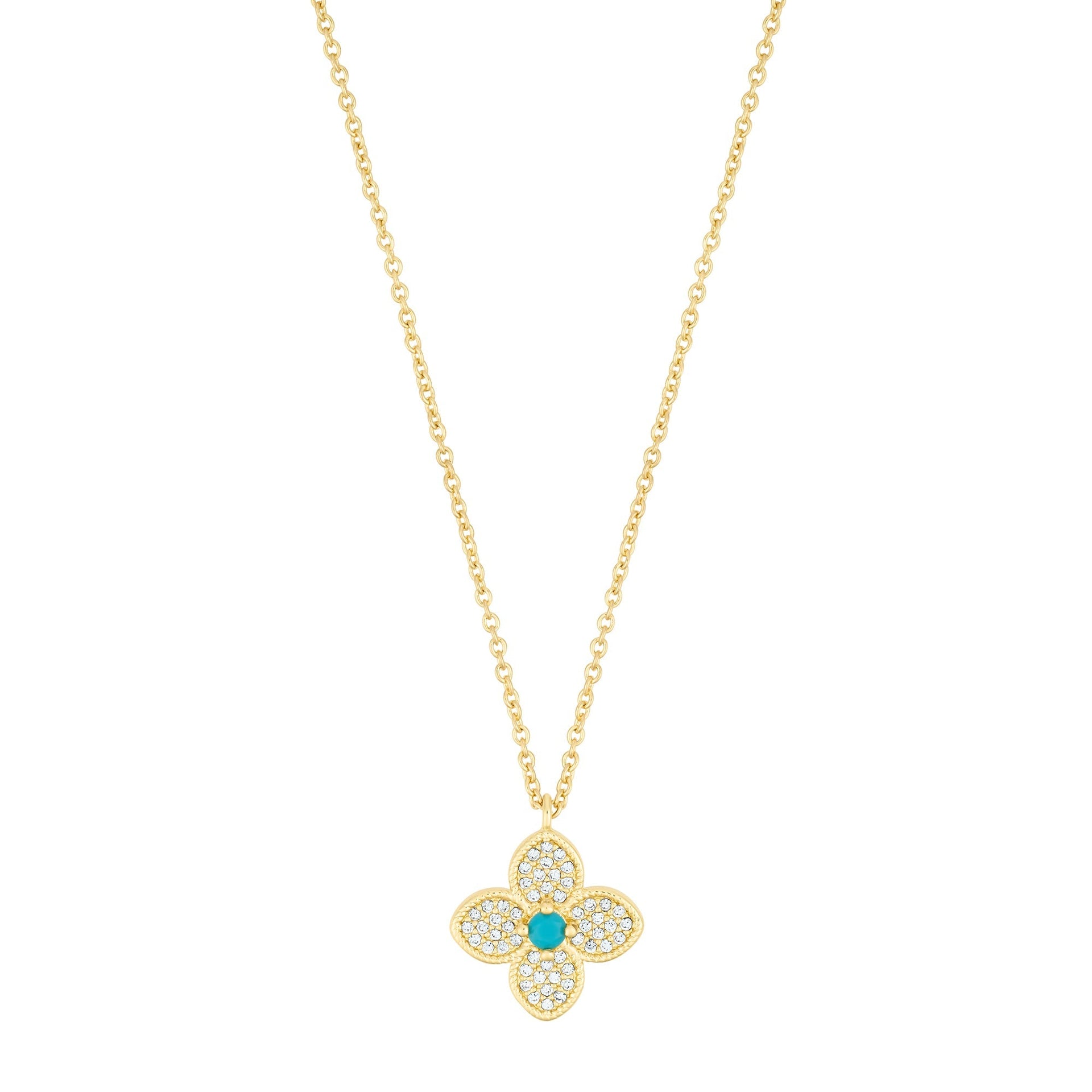 14k Gold Plated Turquoise Flower Necklace