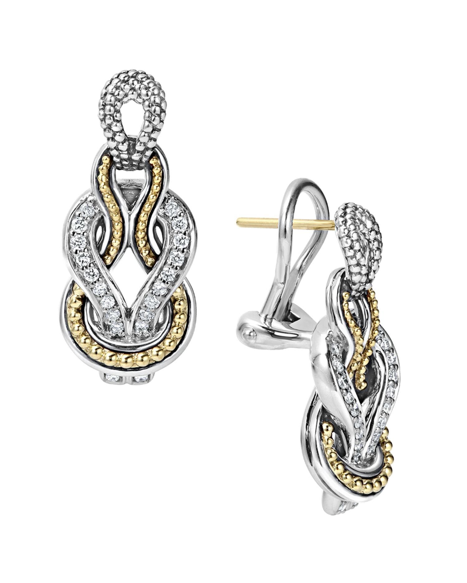 LAGOS Sterling Silver and 18K Gold Newport Diamond Earrings